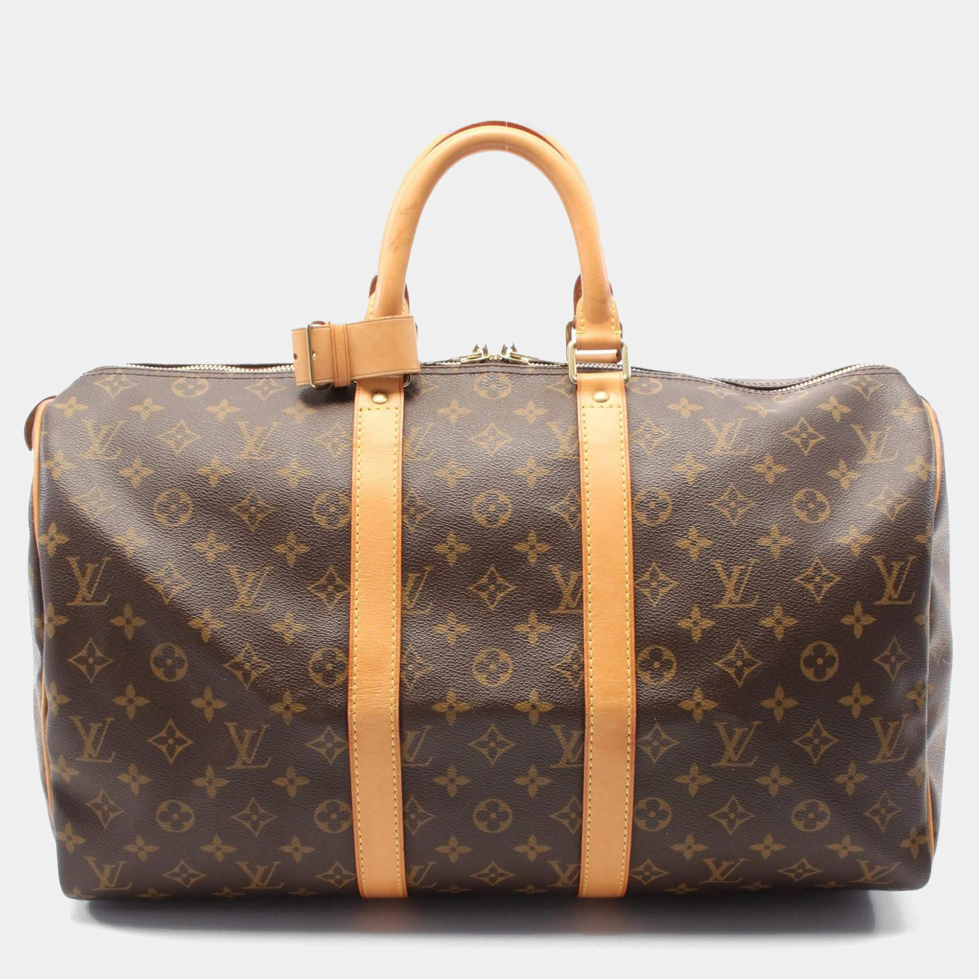 Pre Owned Louis Vuitton Keepall 45 Travel Hand Bag Monogram Leather Brown