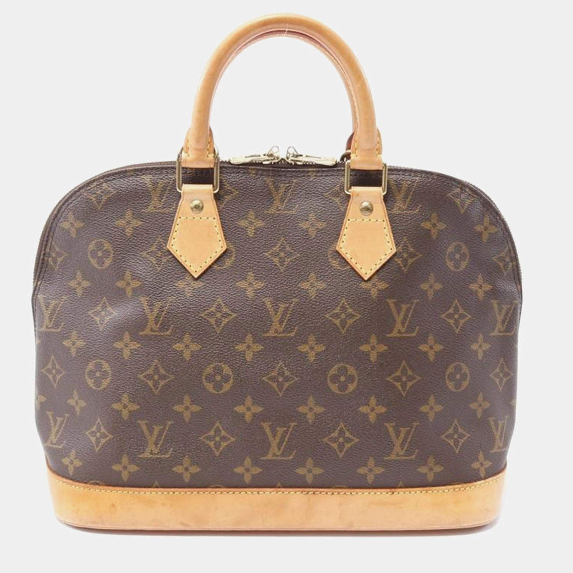 Pre Owned Louis Vuitton Alma Hand Zipped Bag Monogram Canvas Brown  Lv