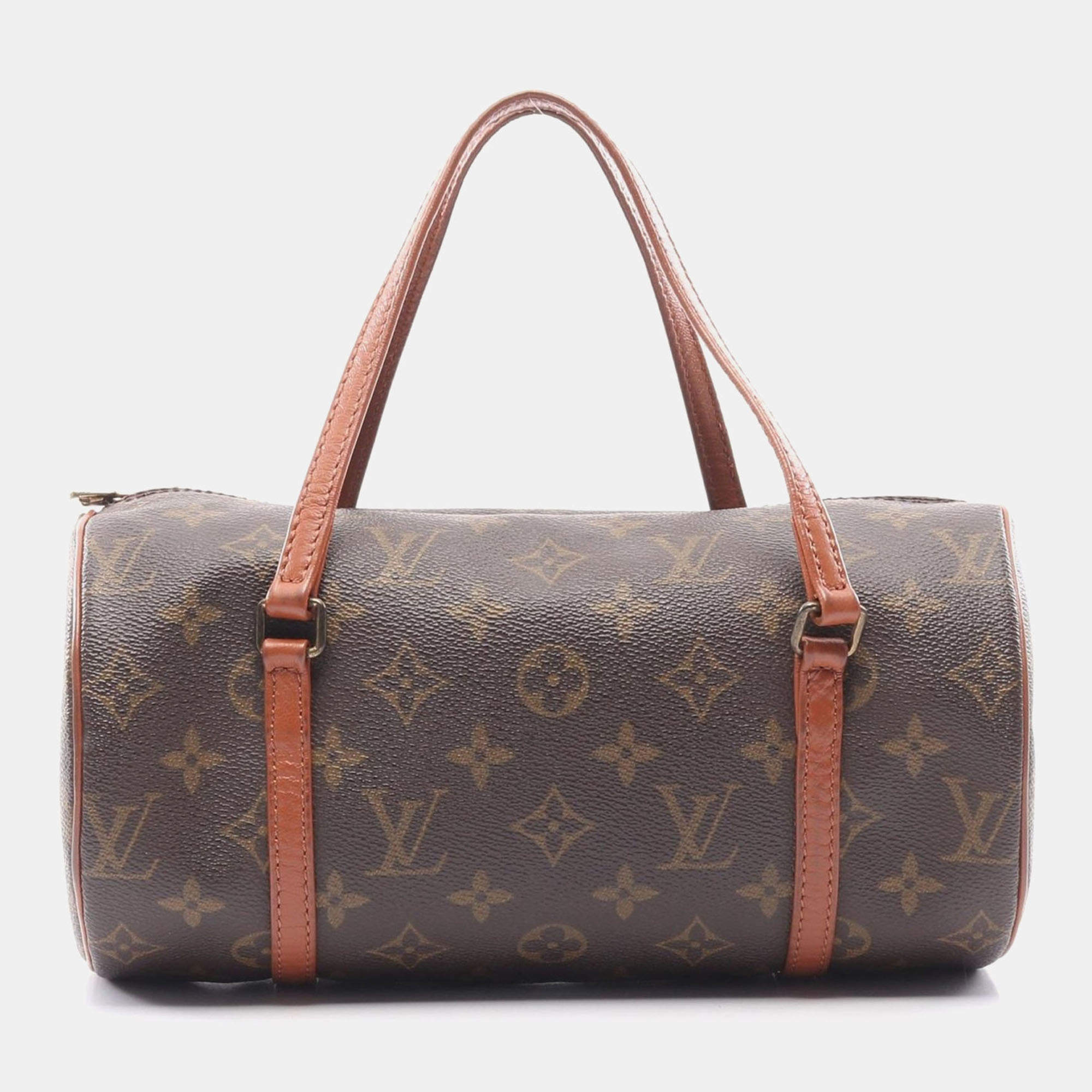 Louis Vuitton Papillon 26 Old Hand Bag Monogram Canvas Leather Brown