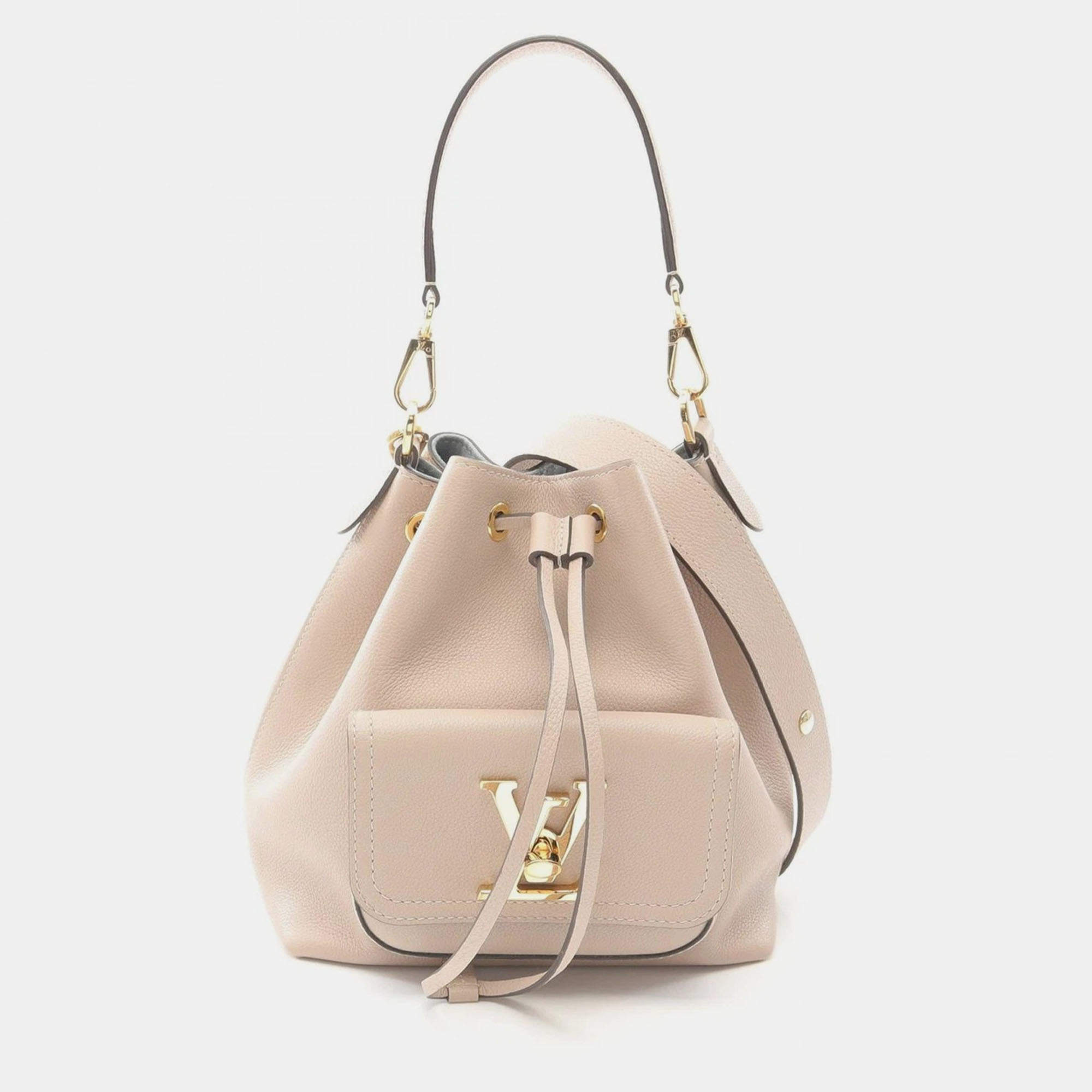 Louis Vuitton Beige Monogram Leather Lockme Bucket Bag