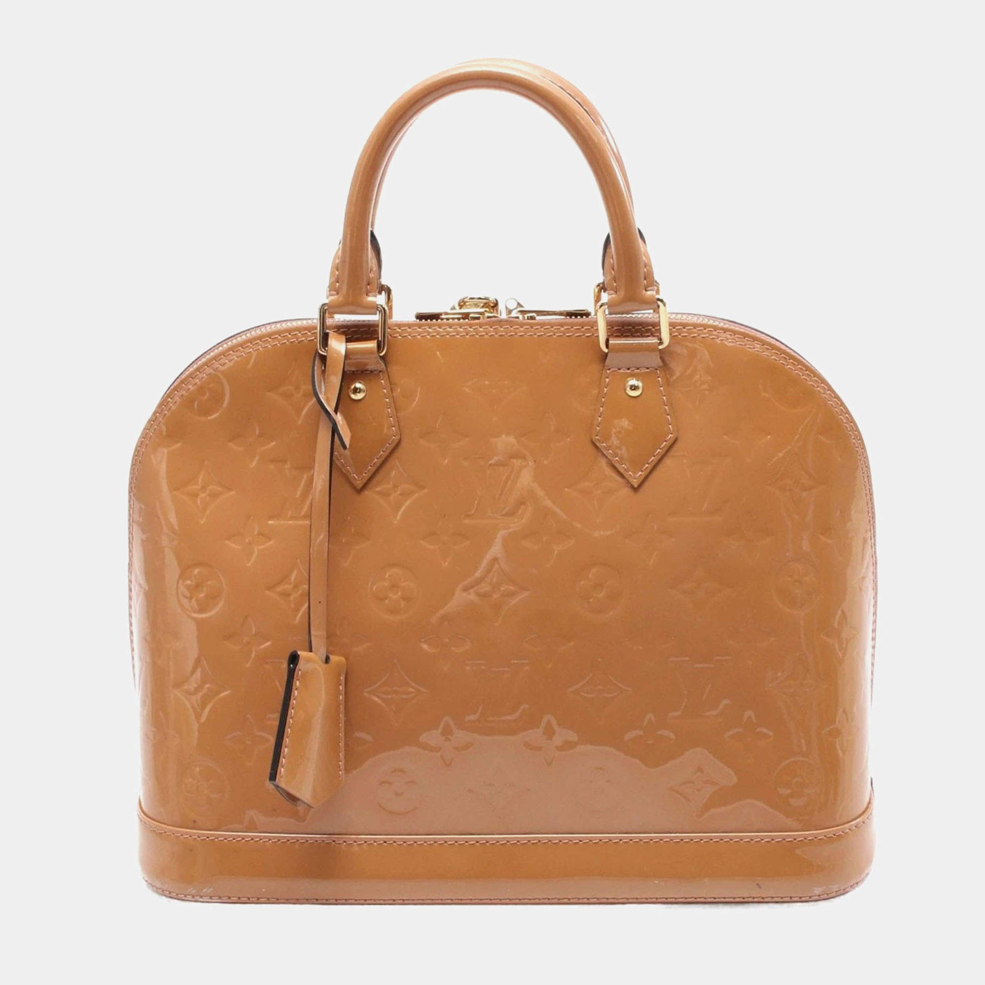 Louis Vuitton Alma Pm Handbag Vernis Leather Beige Poudre  Lv