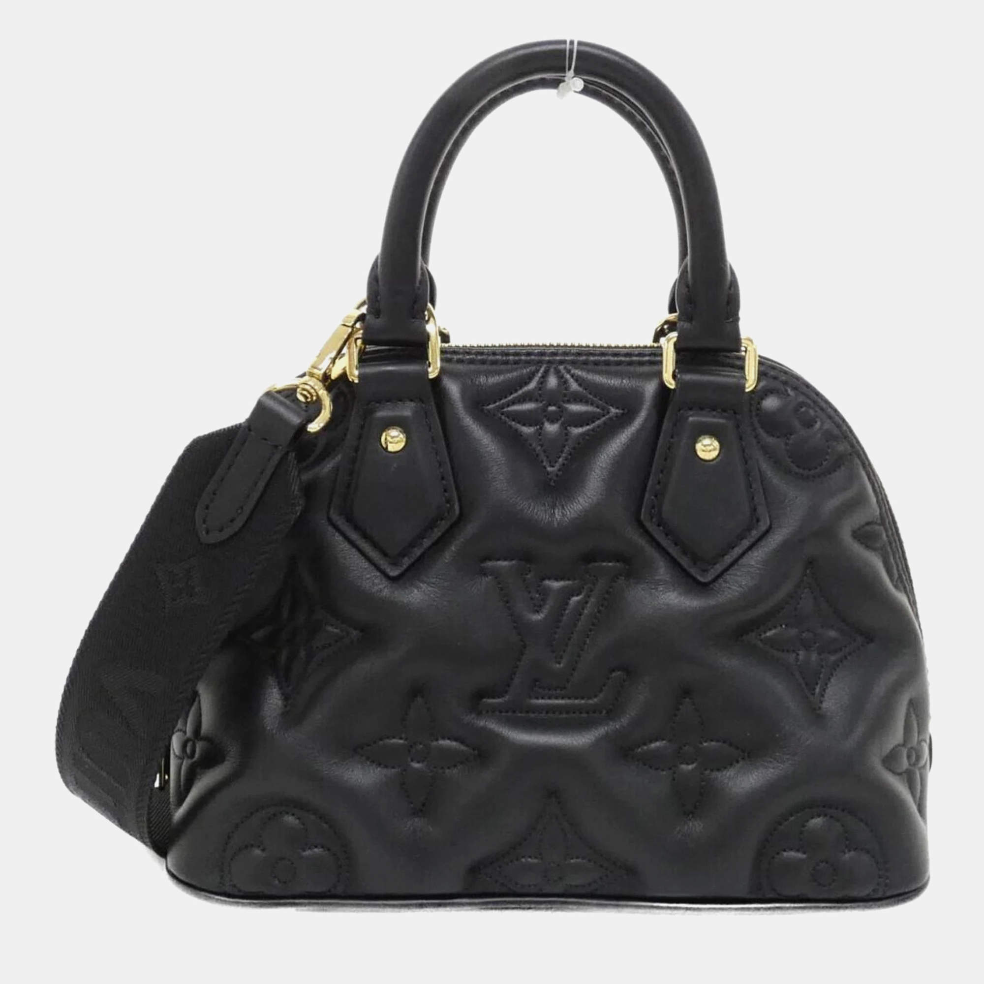 Pre Owned Louis Vuitton Black Bubblegram Leather Alma Soft BB Handbag