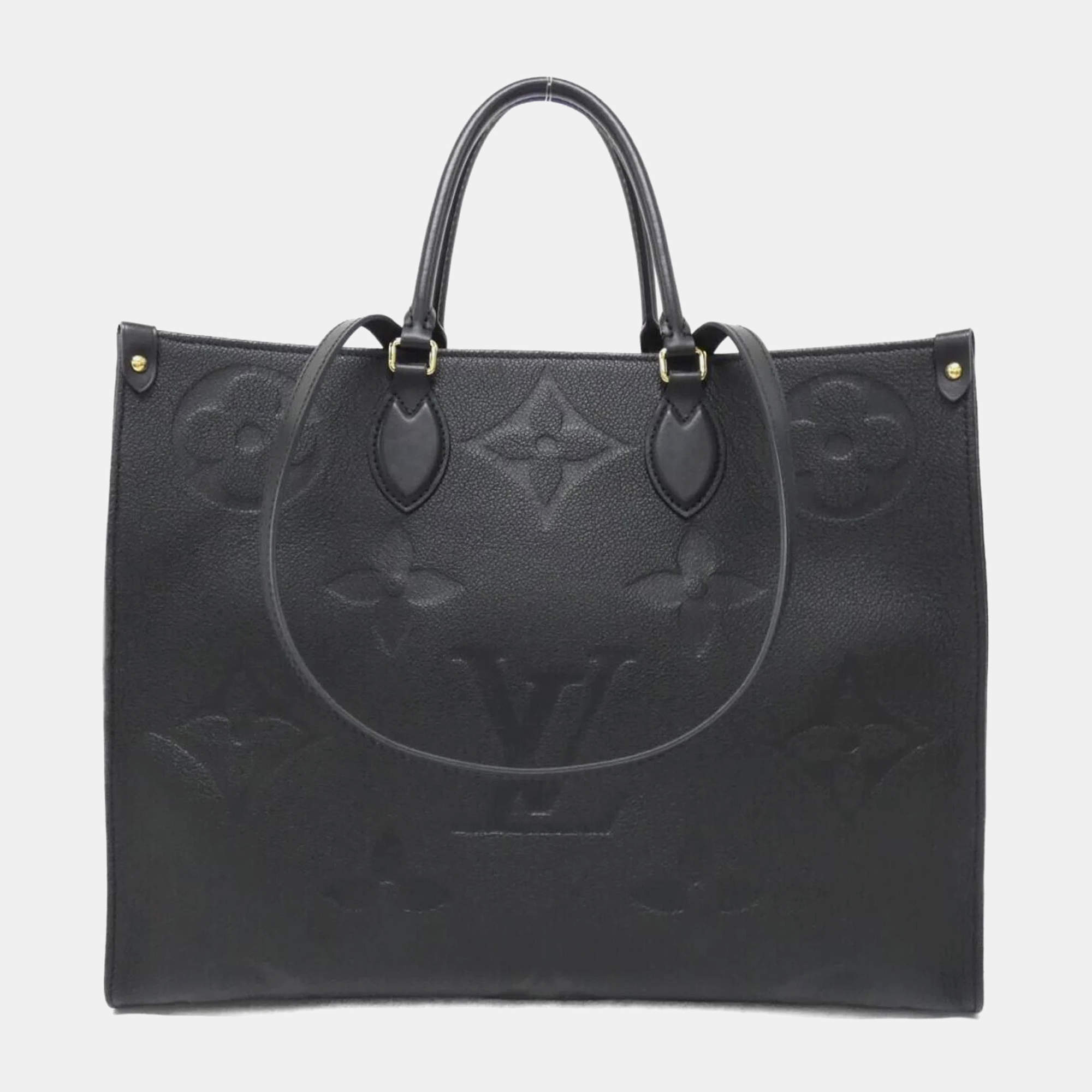 Pre Owned Louis Vuitton Black Monogram Empreinte Leather OnTheGo GM Tote Bag
