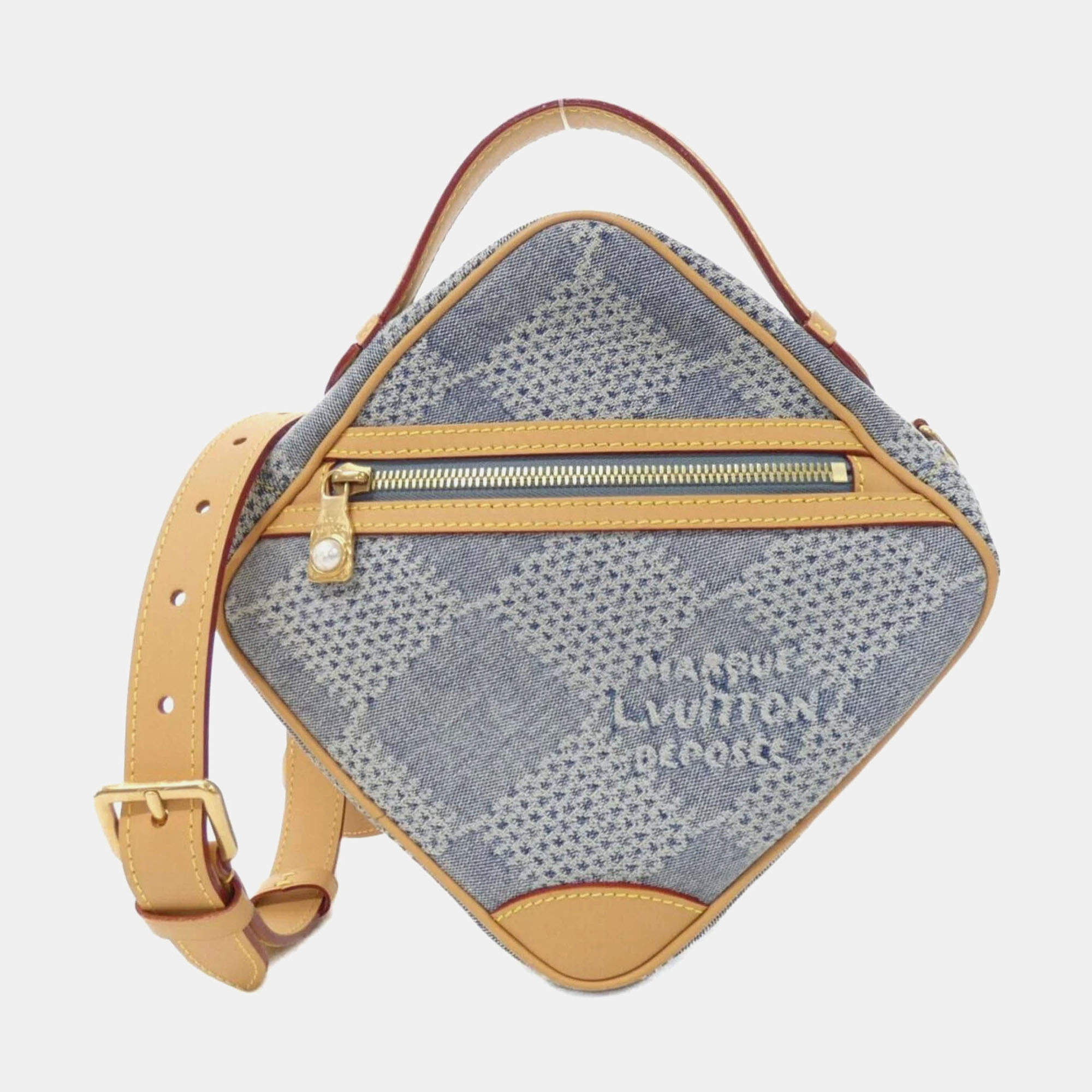 Pre Owned Louis Vuitton Blue Damier Denim Chess Messenger Shoulder Bag