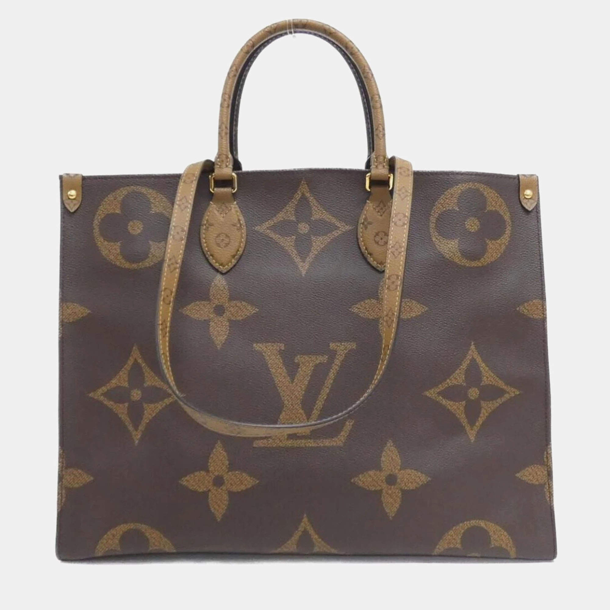 Louis Vuitton Brown Coated Canvas Monogram Giant On-The-Go GM Handbag
