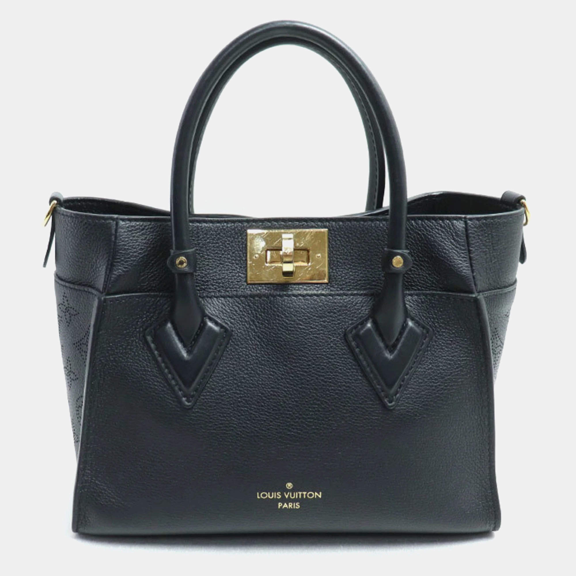 Pre Owned Louis Vuitton Black Leather On My Side PM Handbag 