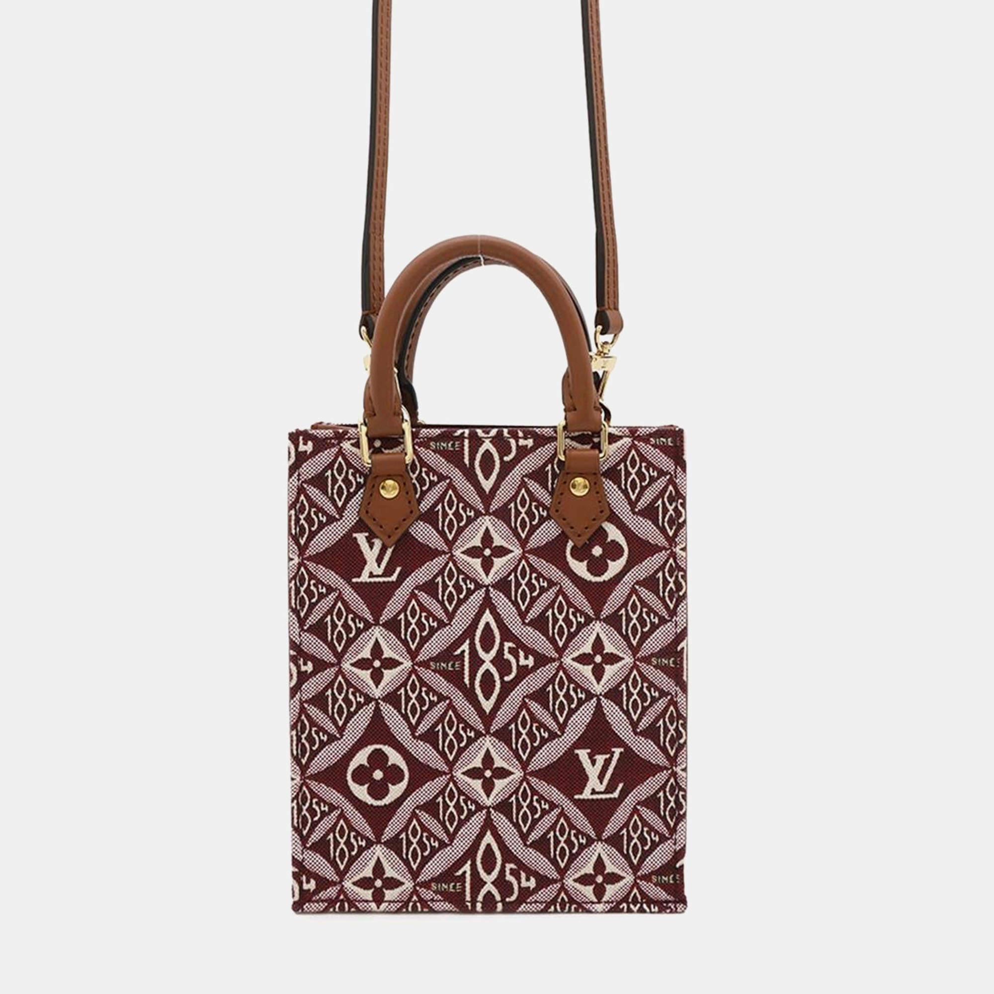 Pre Owned Louis Vuitton Bordeaux Monogram Jacquard Canvas Since 1854 Petit Sac Plat Tote Bag