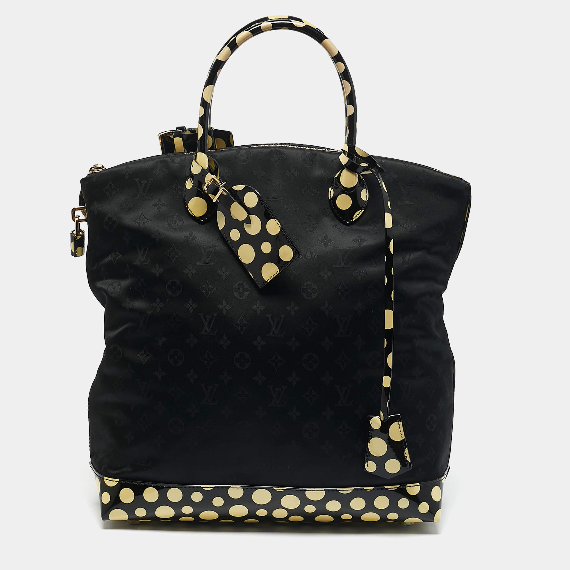 Louis Vuitton x Yayoi Kusama Black Monogram Nylon Vertical Lock It MM Bag