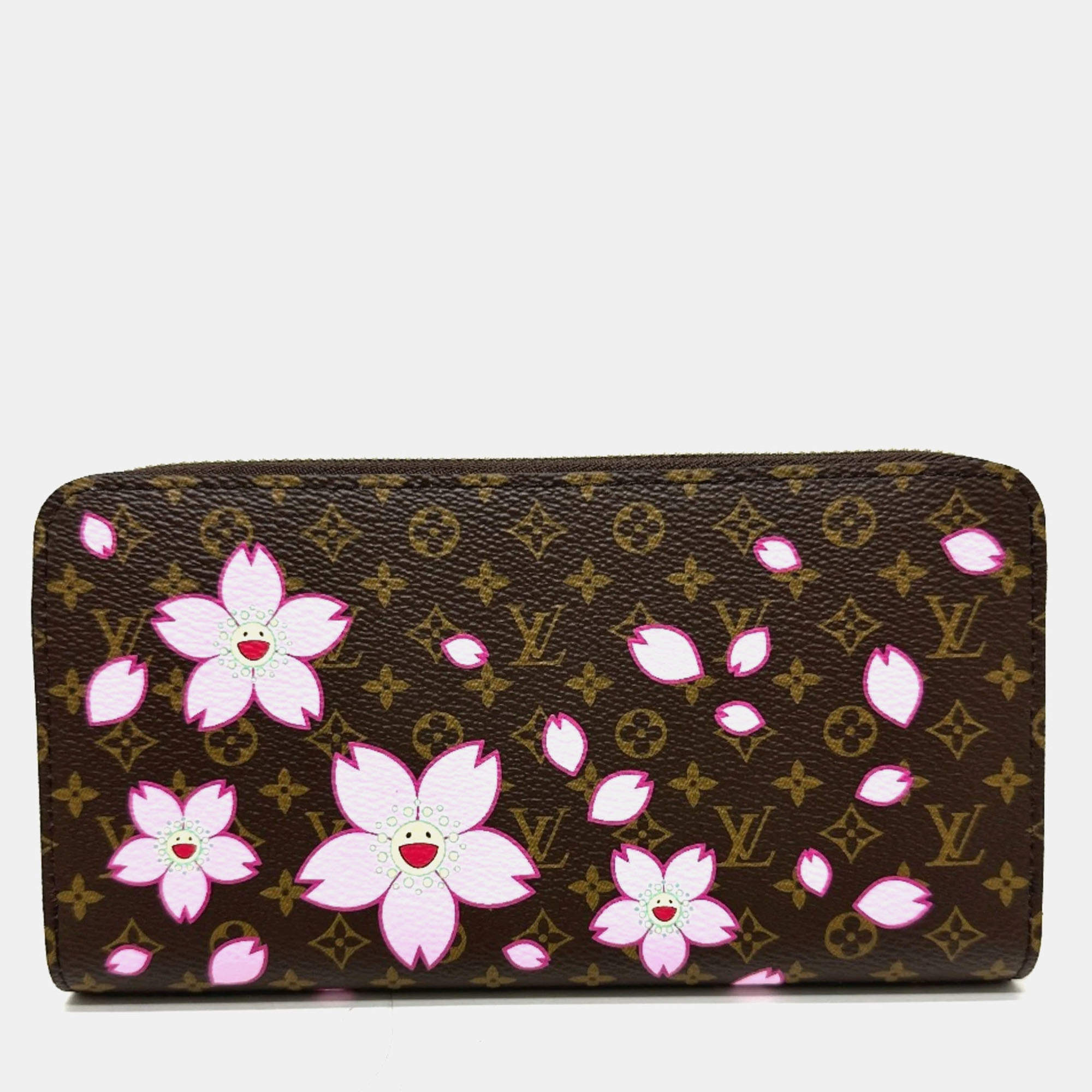 Louis Vuitton Brown Monogram Canvas Takashi Murakami Cherry Blossom Long Zippy Wallet
