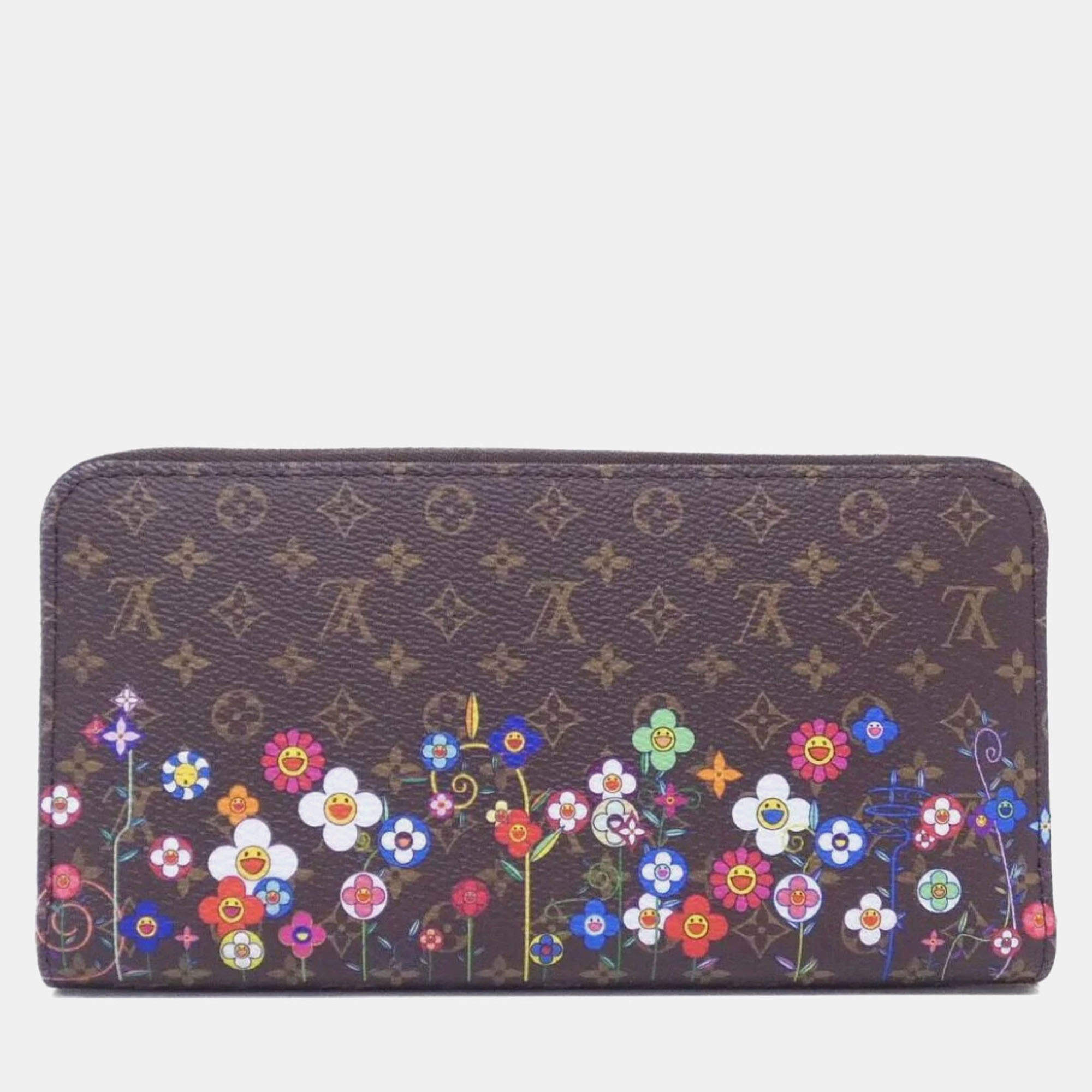 Louis Vuitton Brown Multi-color Monogram Canvas Takashi Murakami Collaboration Long Zippy Wallet