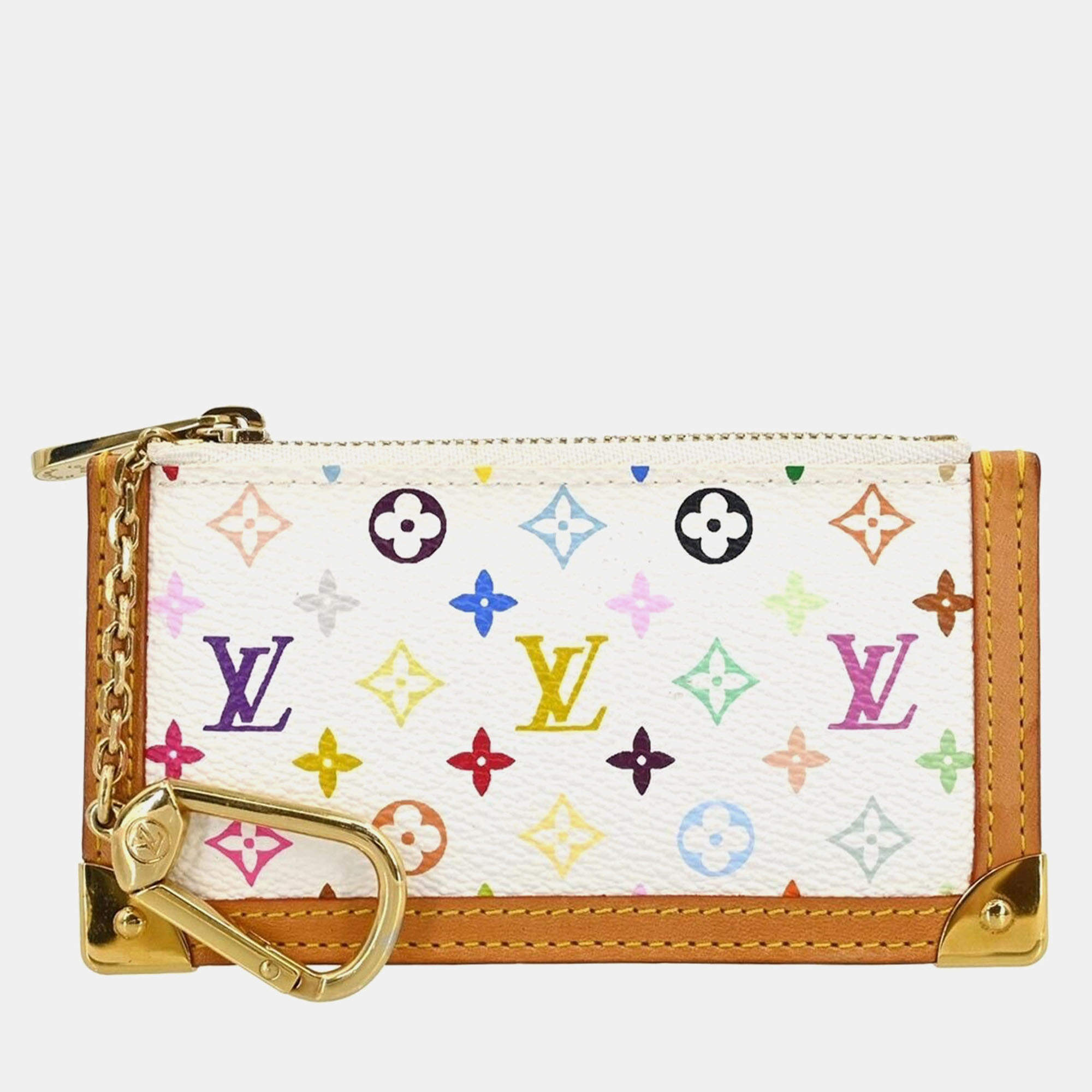 Louis Vuitton White Multicolor Monogram Pochette Cles Coin Purse