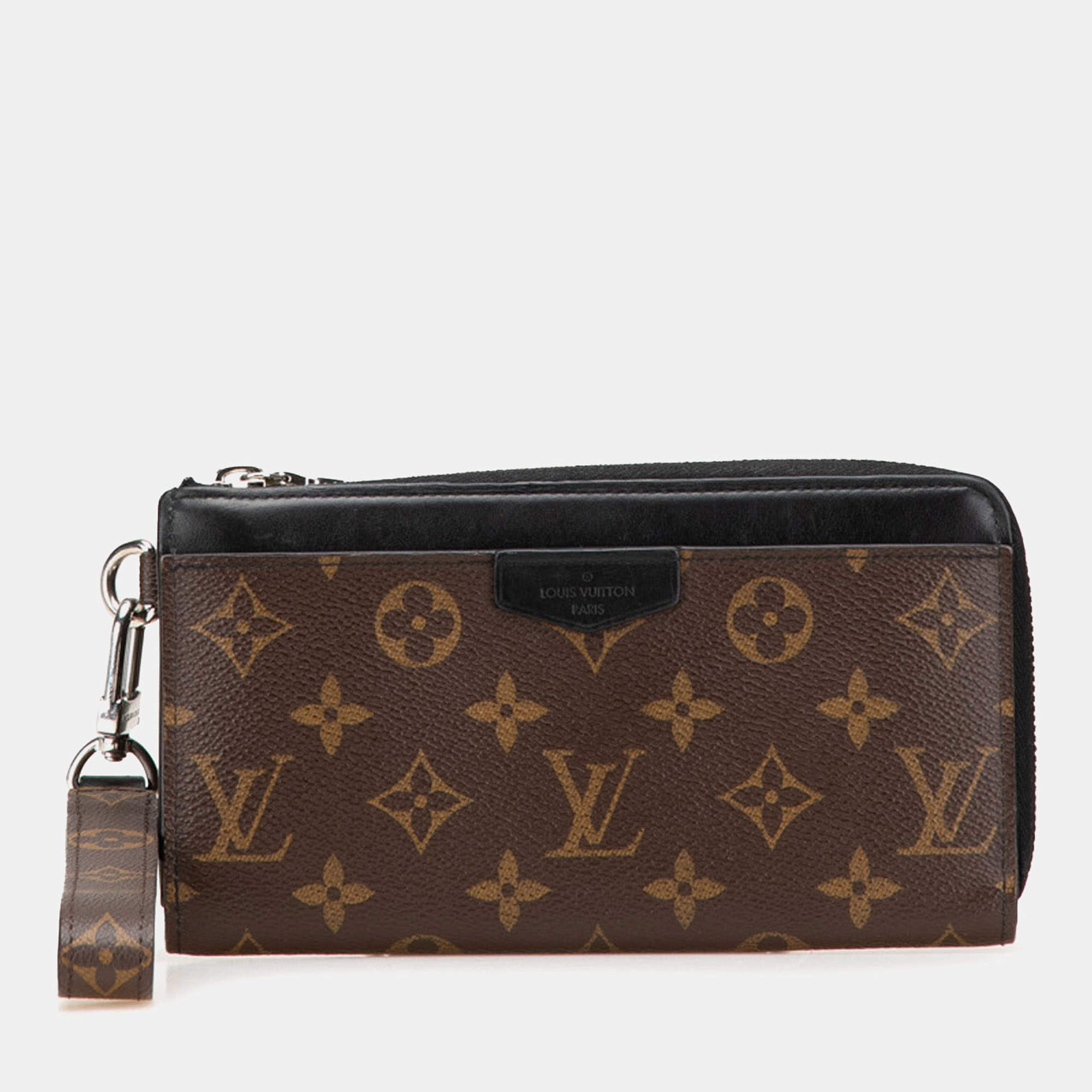 Louis Vuitton Black Brown Monogram Macassar Zippy Dragonne Wallet