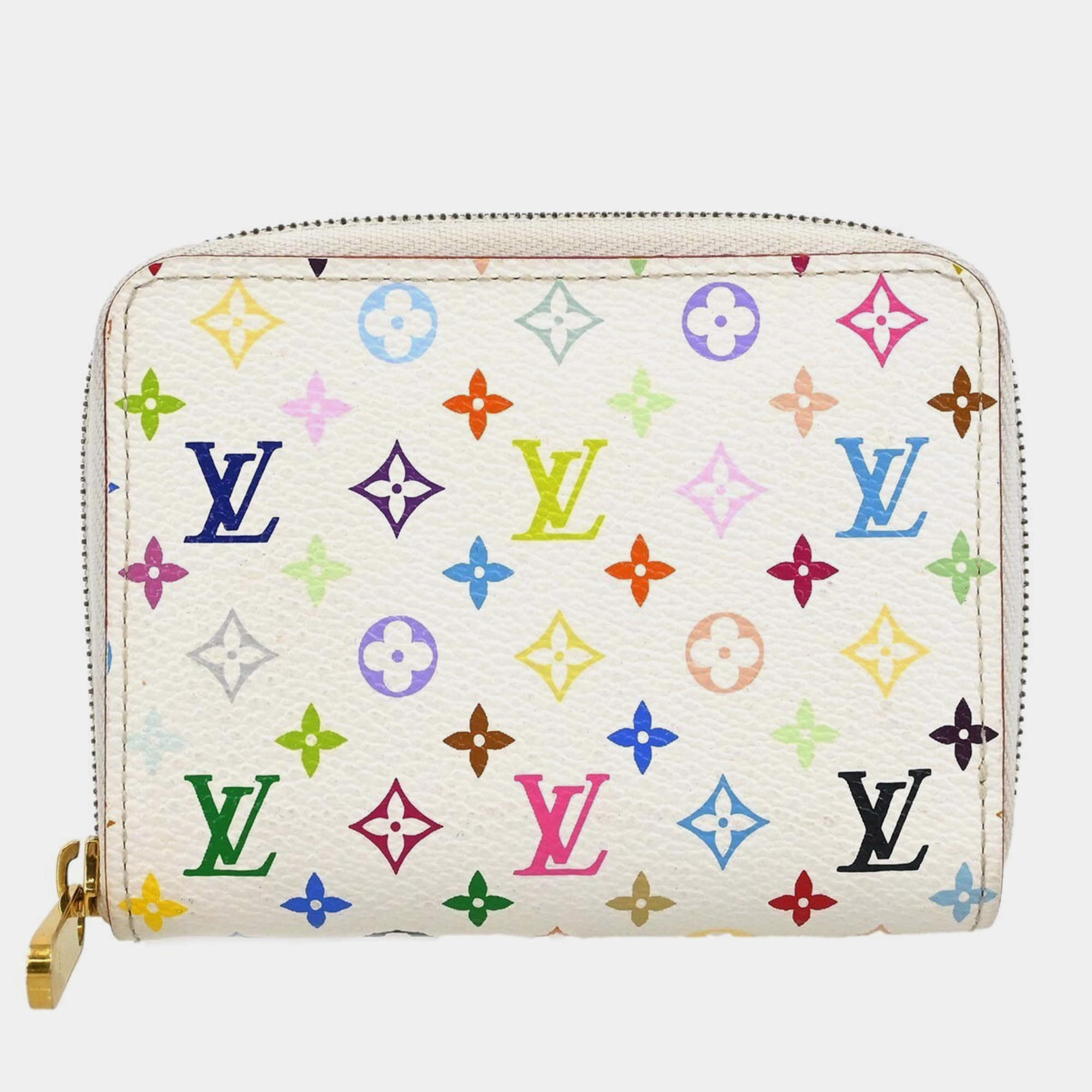 Louis Vuitton White Multicolor Monogram Canvas Zippy Wallet