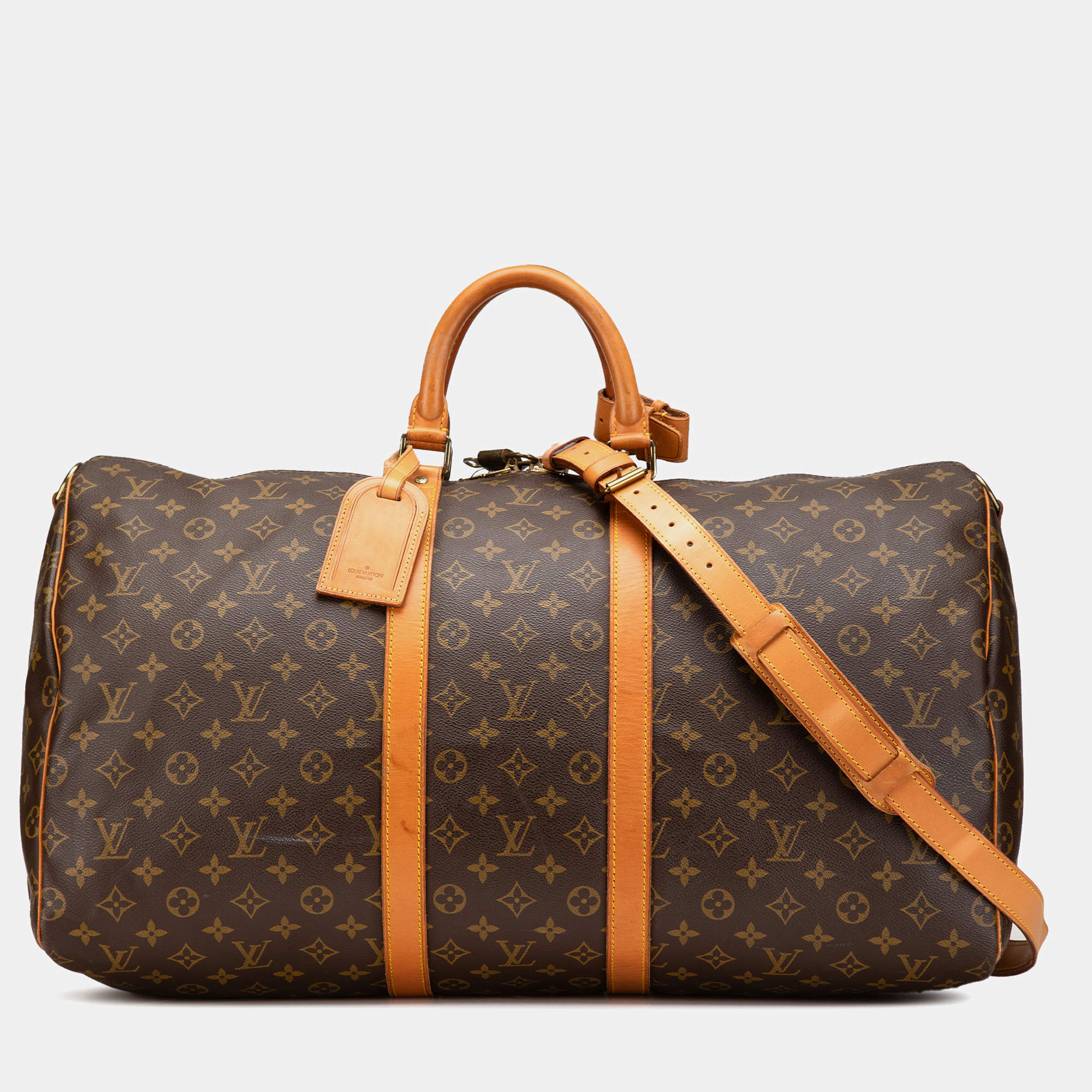 Louis Vuitton Brown Monogram Keepall Bandouliere 55