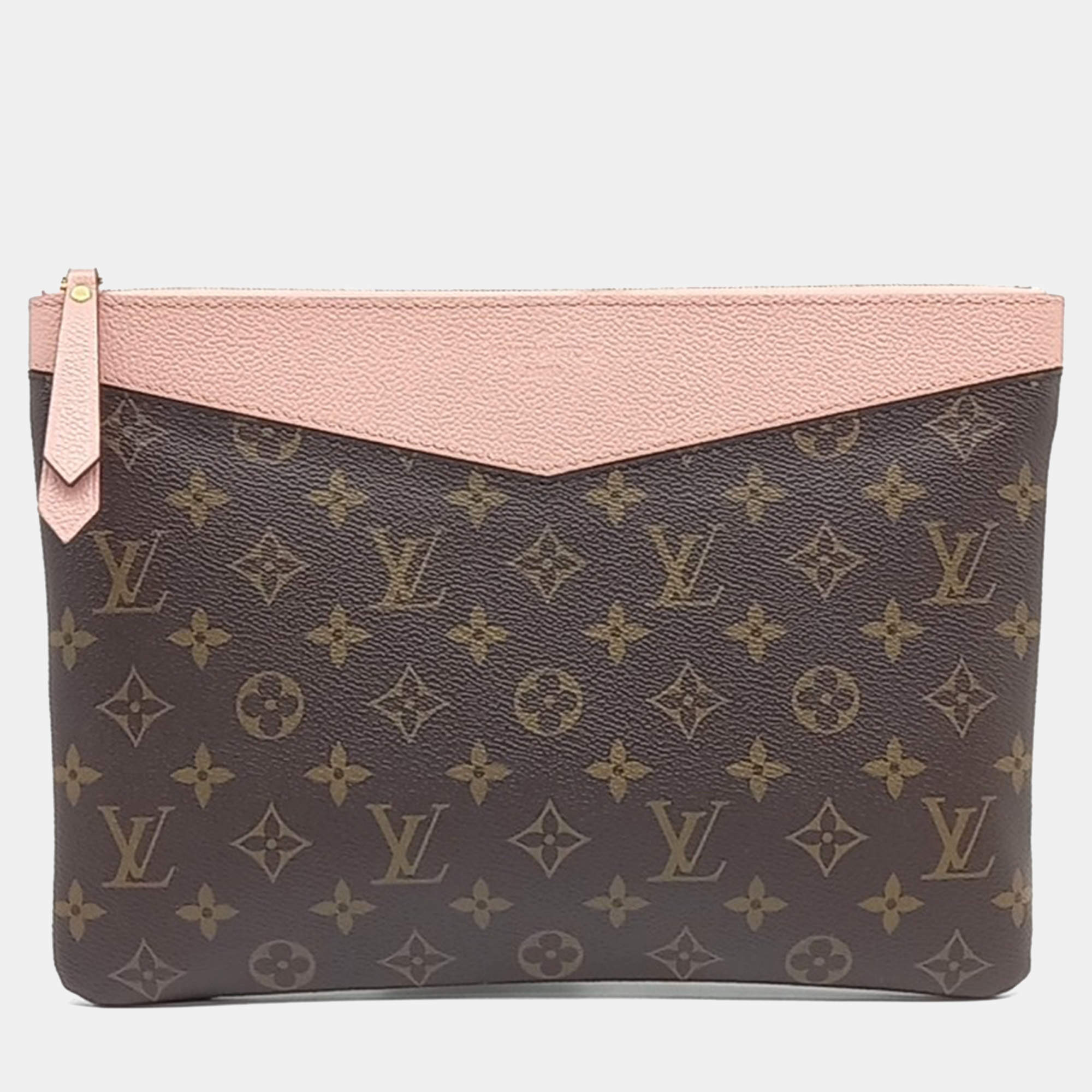 Pre Owned Louis Vuitton Brown Coated Canvas Daily Clutch