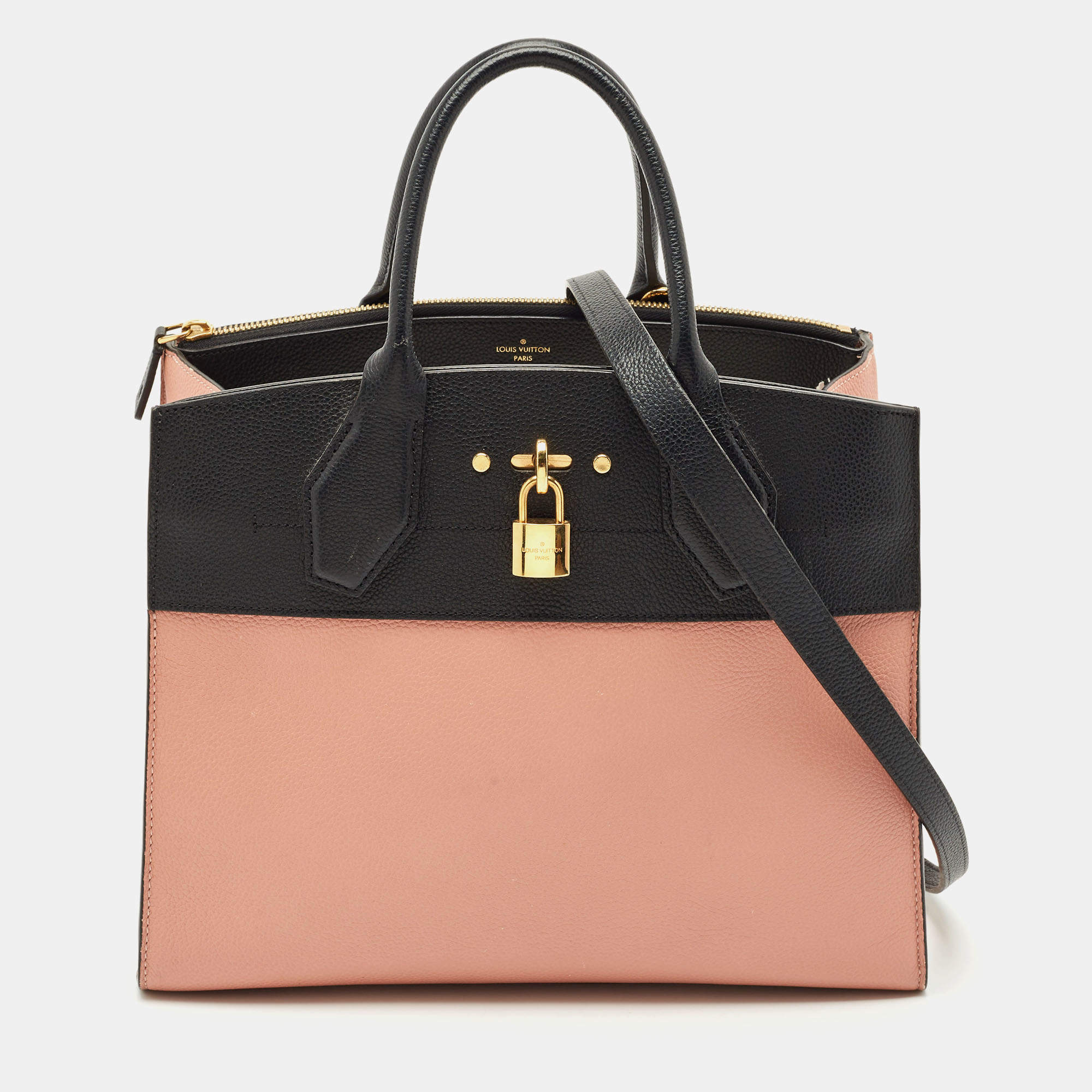 Louis Vuitton Black/Pink Leather City Steamer MM Bag