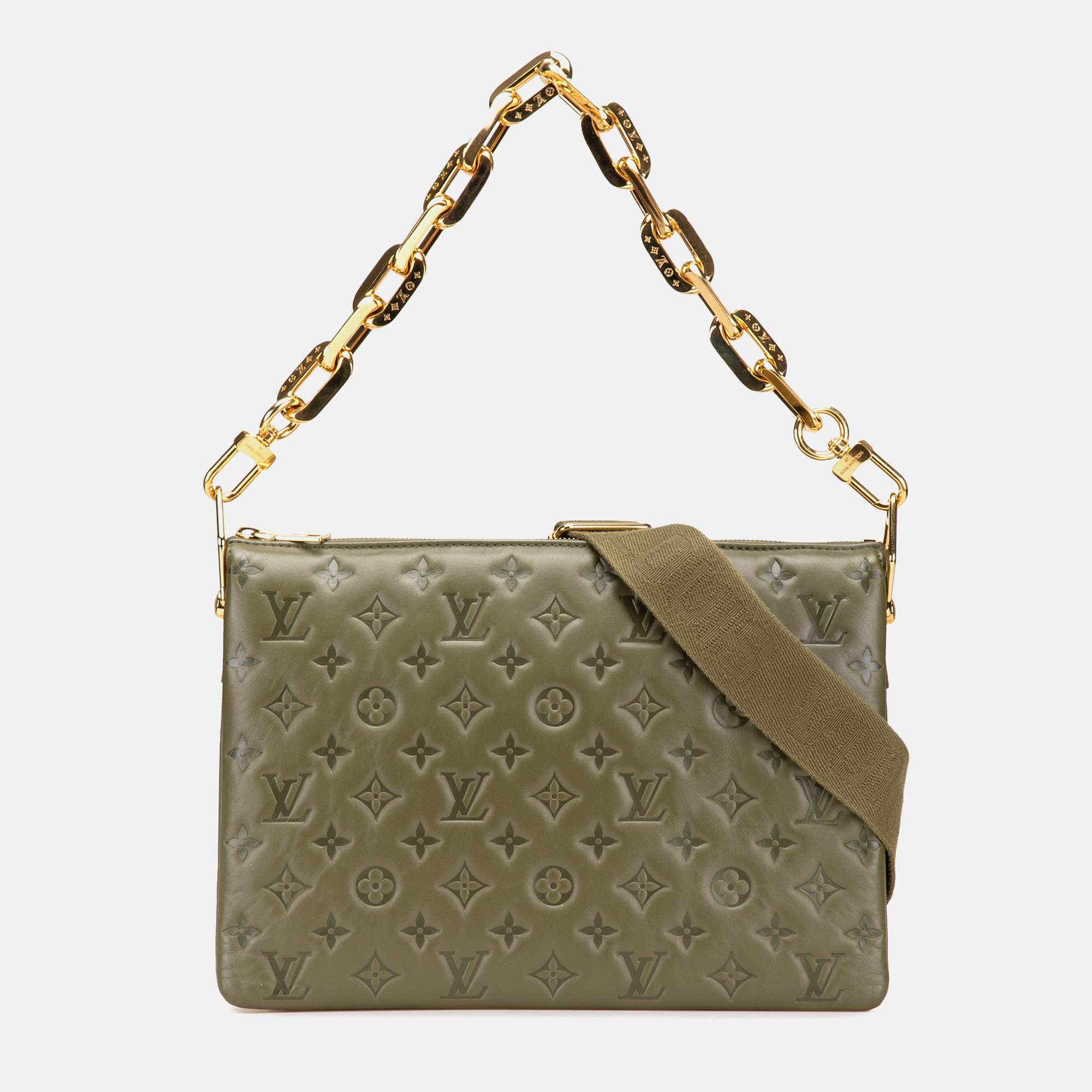 Louis Vuitton Brown Monogram Embossed Puffy Lambskin Coussin MM