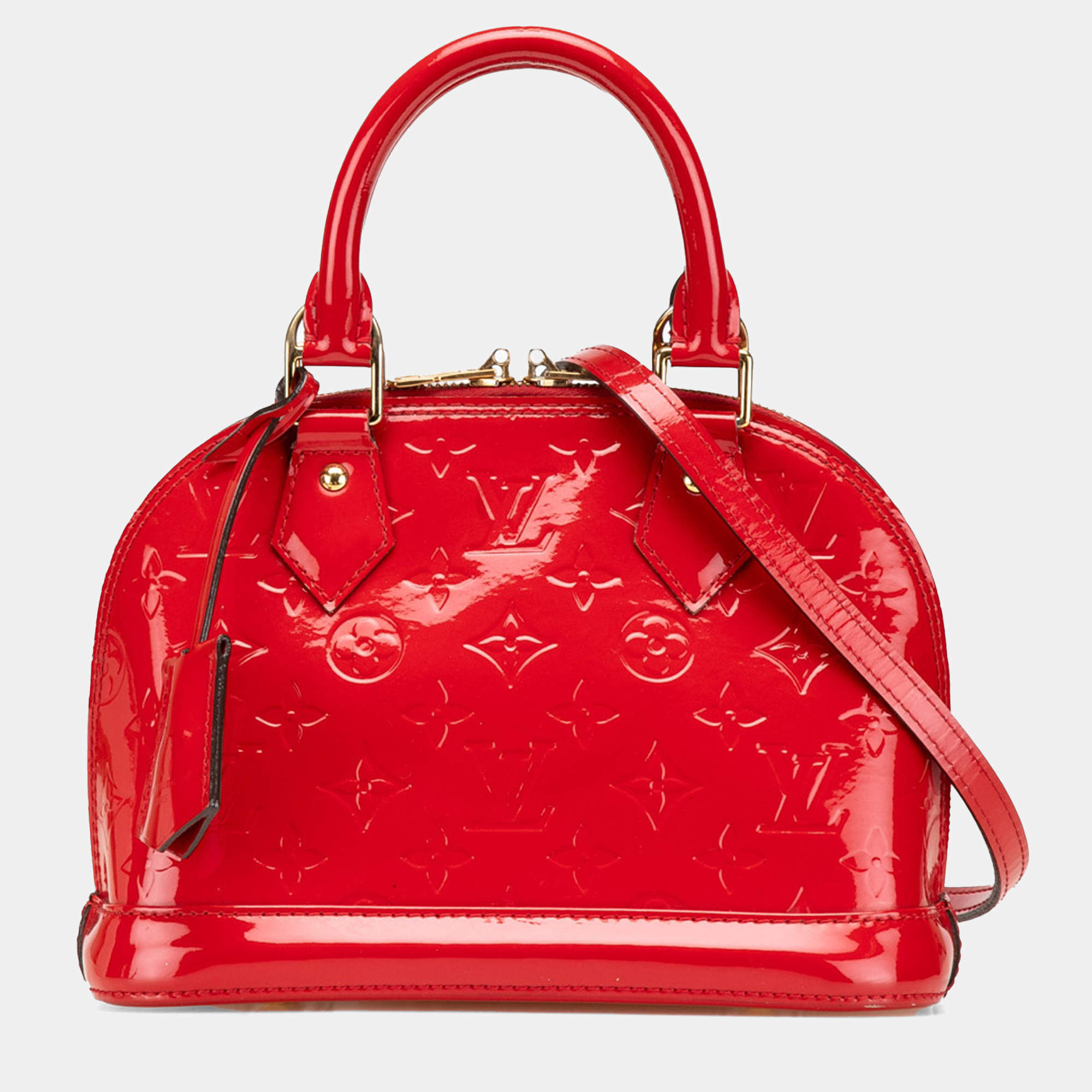 Pre Owned Louis Vuitton Red Monogram Vernis Alma BB