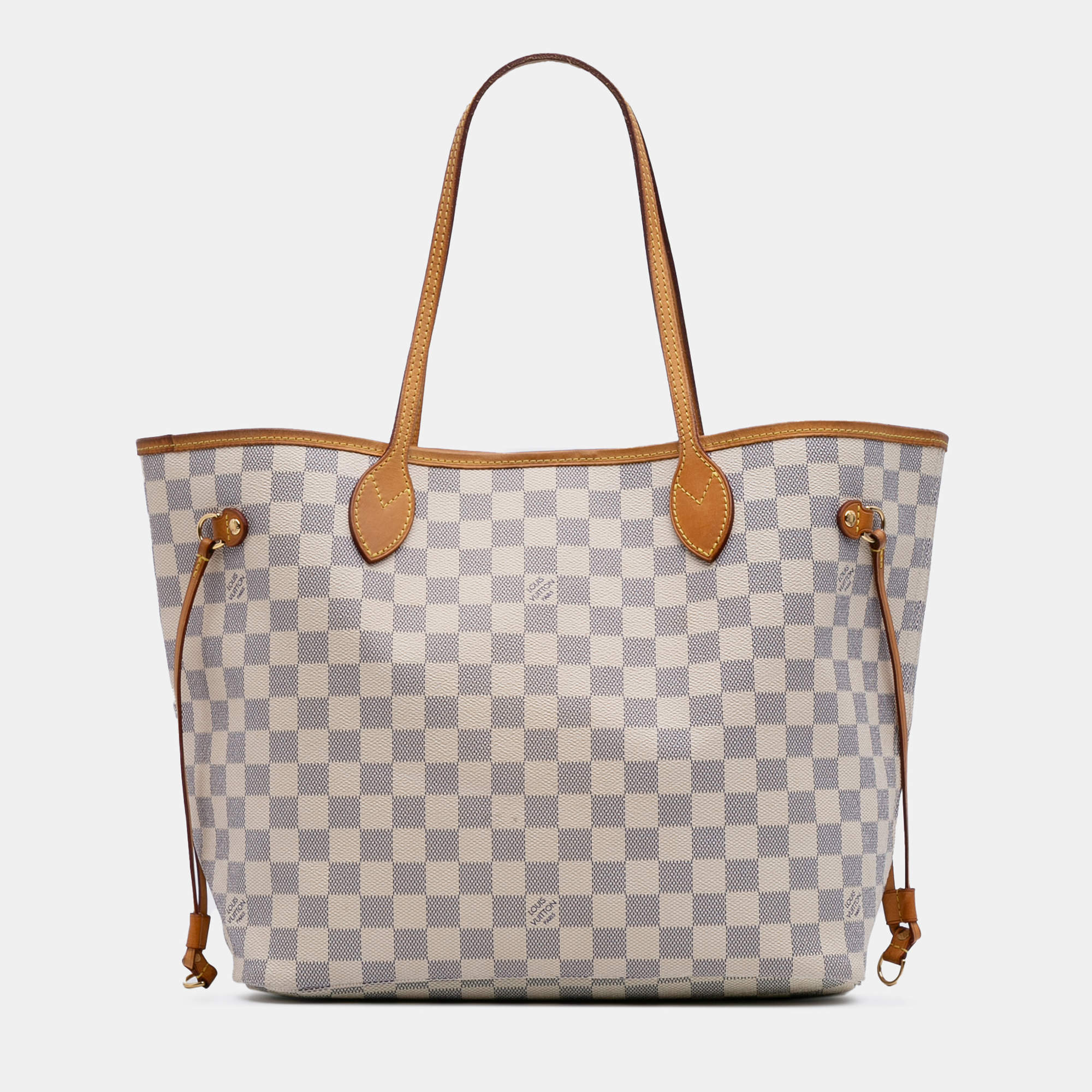 Pre Owned Louis Vuitton White Damier Azur Neverfull MM