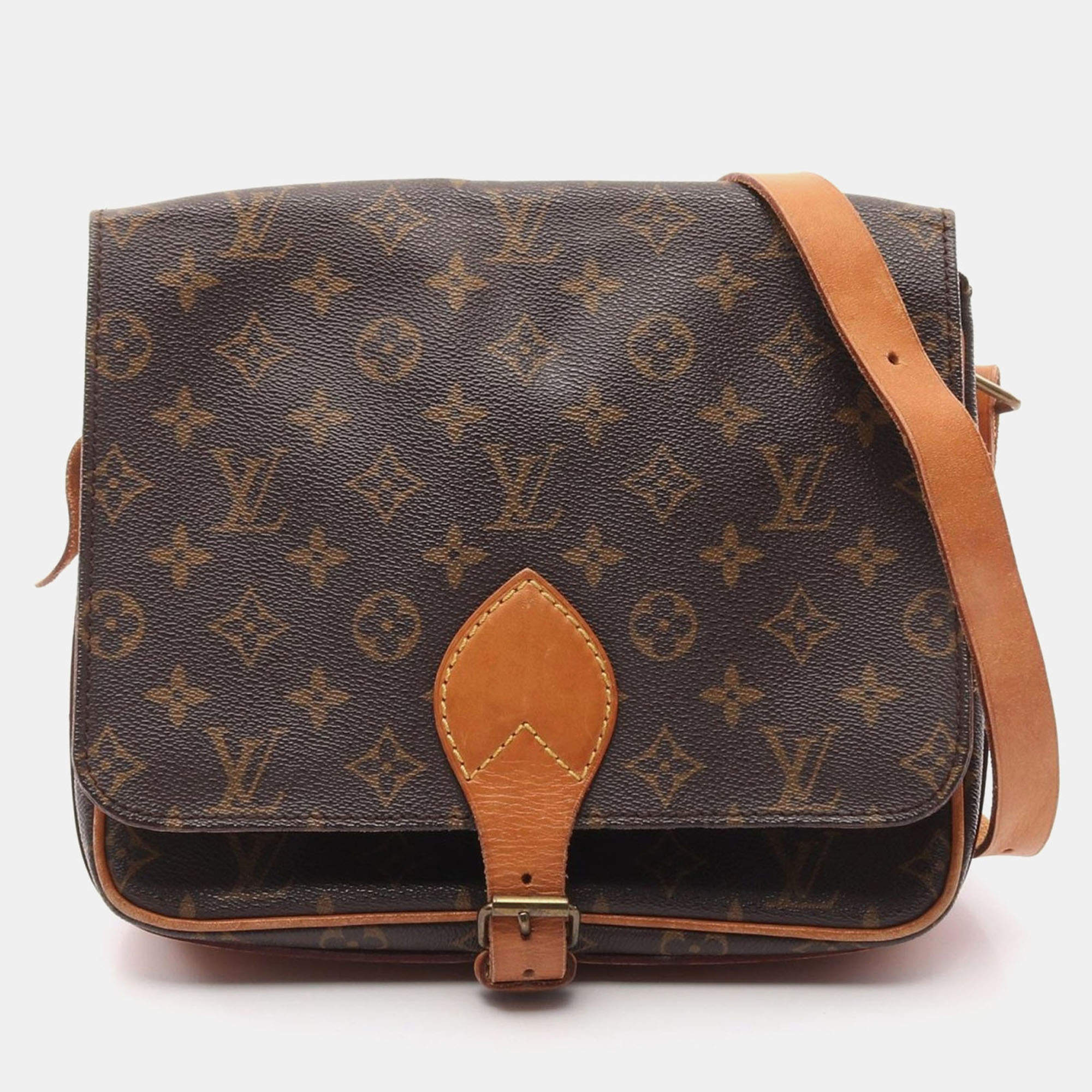 Pre Owned Louis Vuitton Brown Monogram Canvas Cartouchiere GM Shoulder Bag