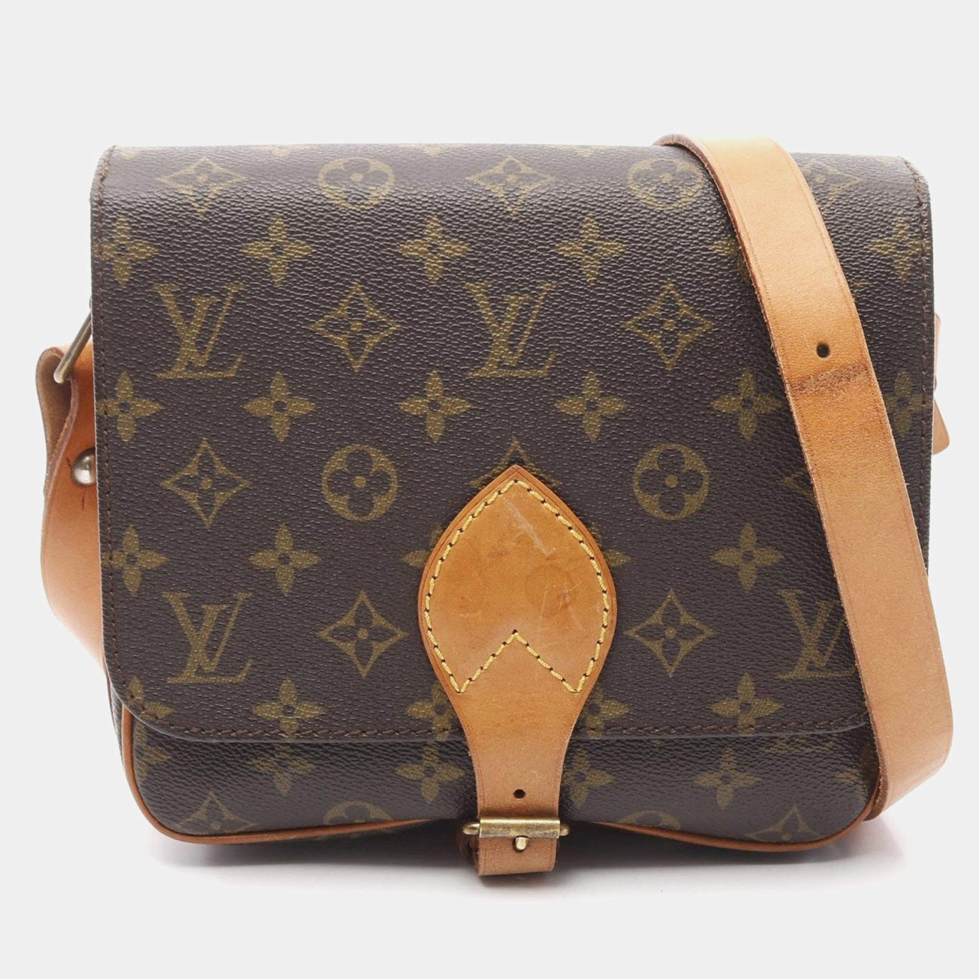 Pre Owned Louis Vuitton Cartouchiere MM Shoulder Crossbody Bag  Monogram Leather