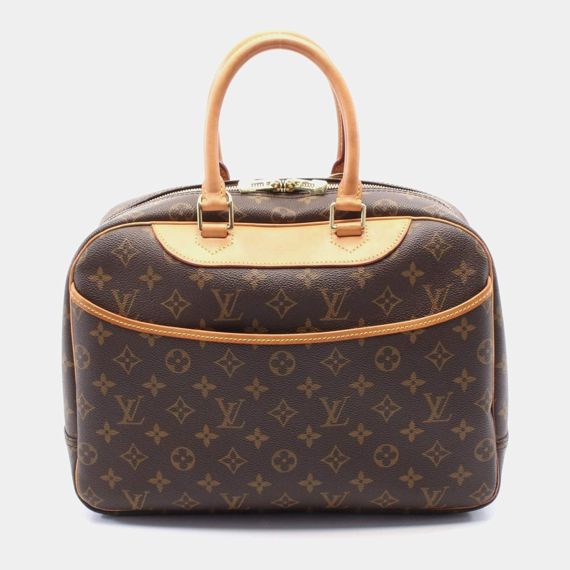 Pre Owned Louis Vuitton Deauville Brown Monogram Canvas Top Handle Bag