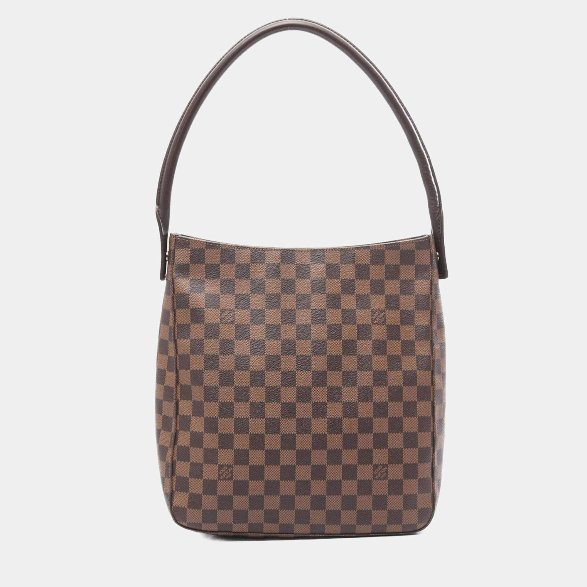 Pre Owned Louis Vuitton Looping GM Shoulder Bag Damier Canvas Ebene