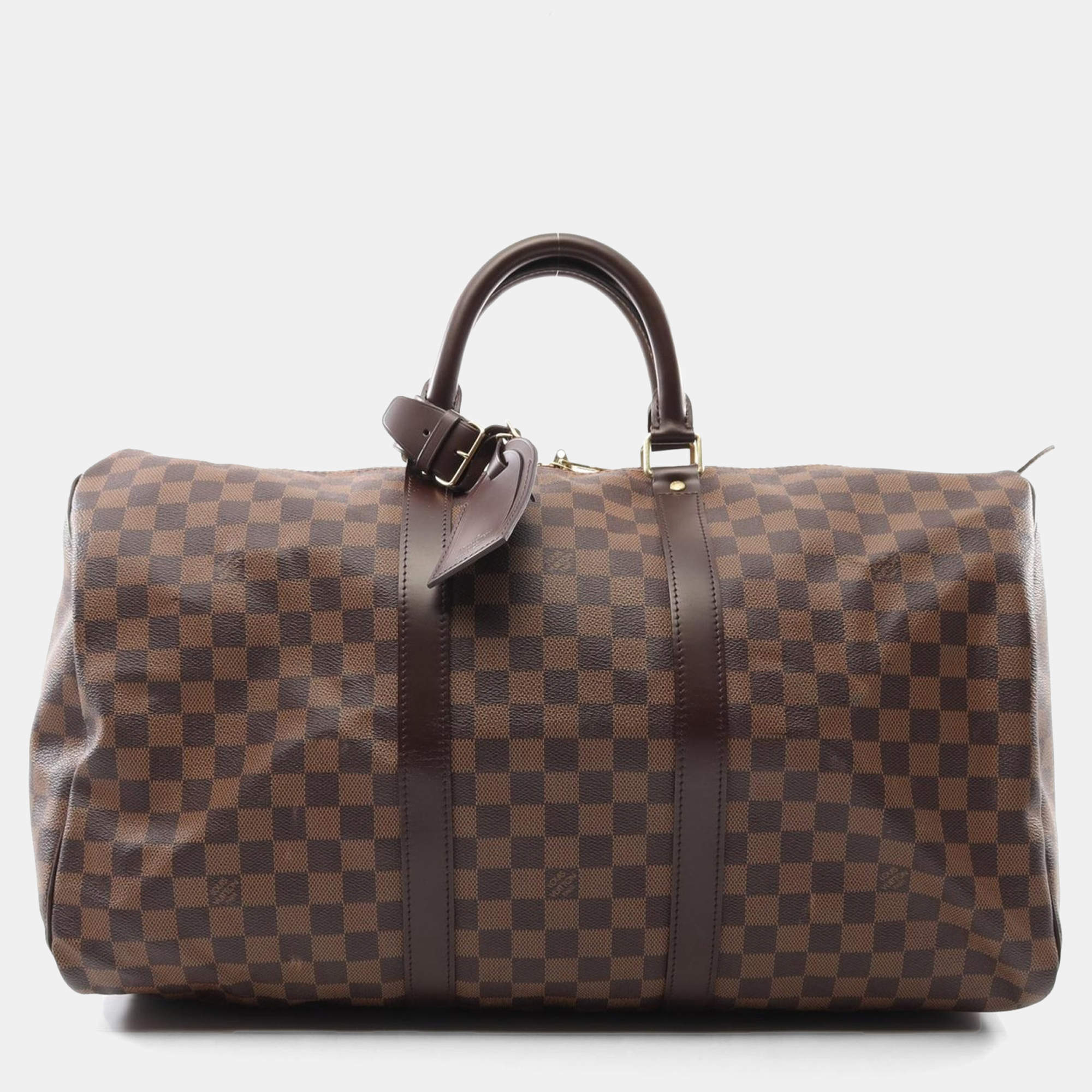 Louis Vuitton Keepall 50 Travel Hand Bag  Damier Leather Ebene