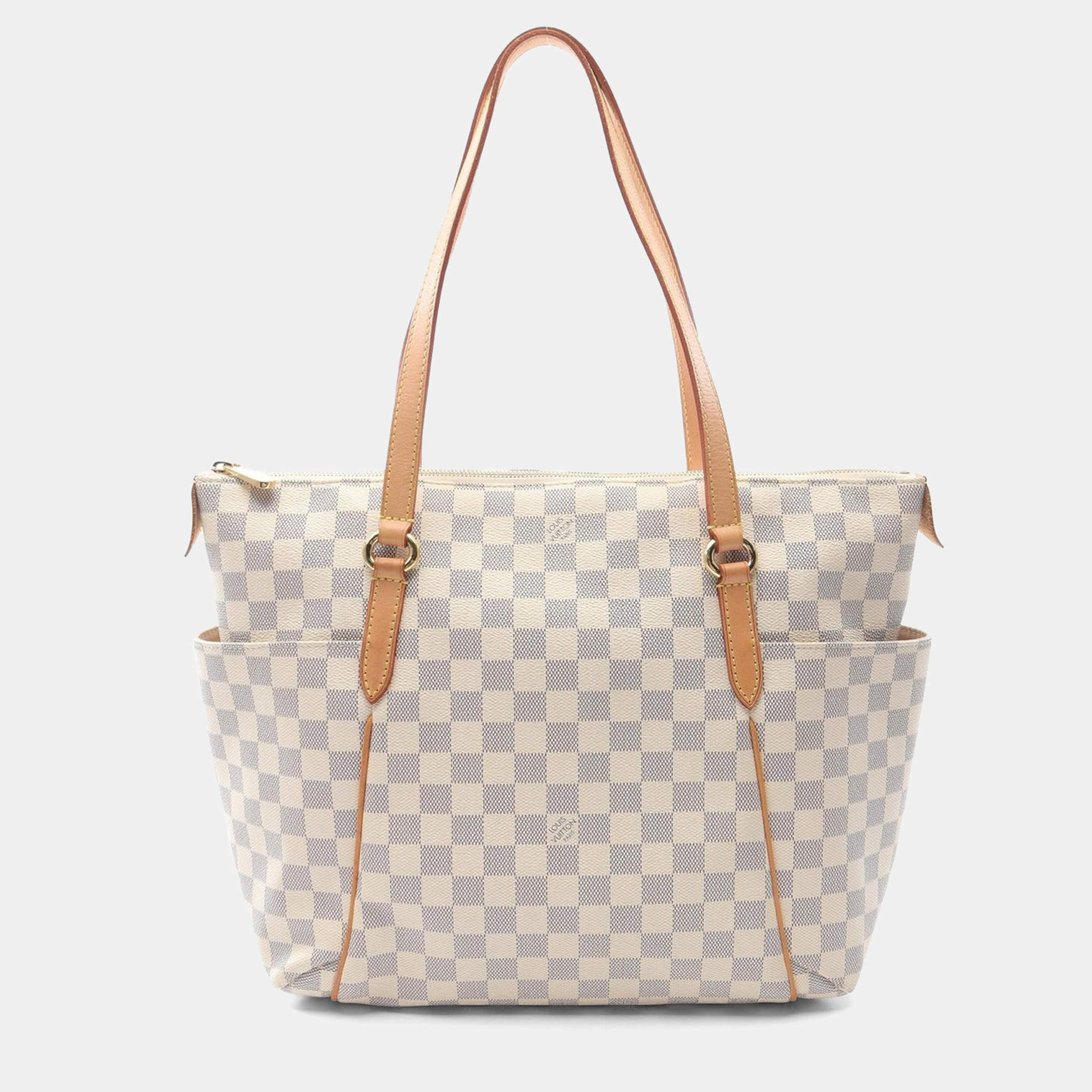 Louis Vuitton Totally MM White Damier Azur Canvas Tote Bag