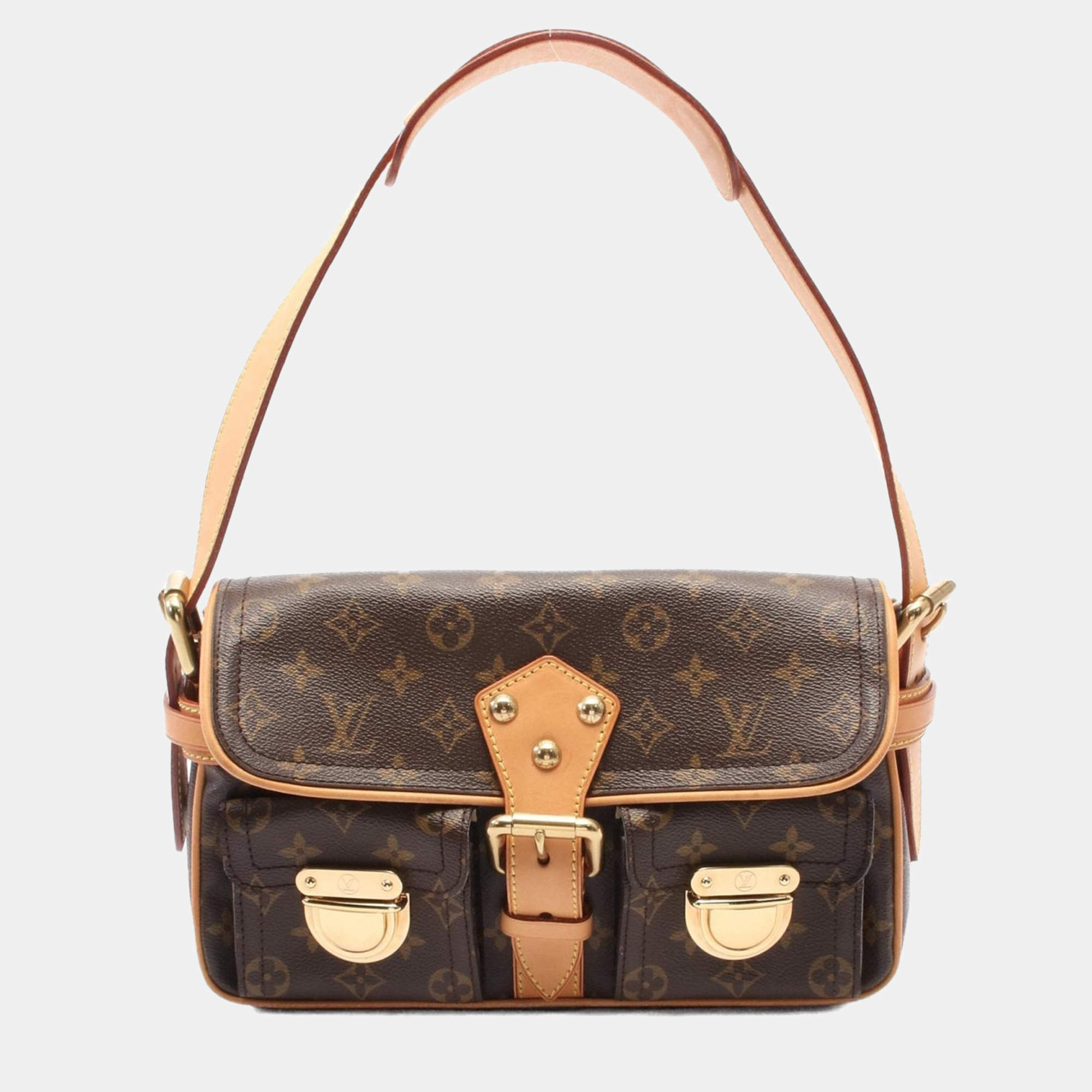 Pre Owned Louis Vuitton Hudson PM Brown Monogram Canvas Shoulder Bag

