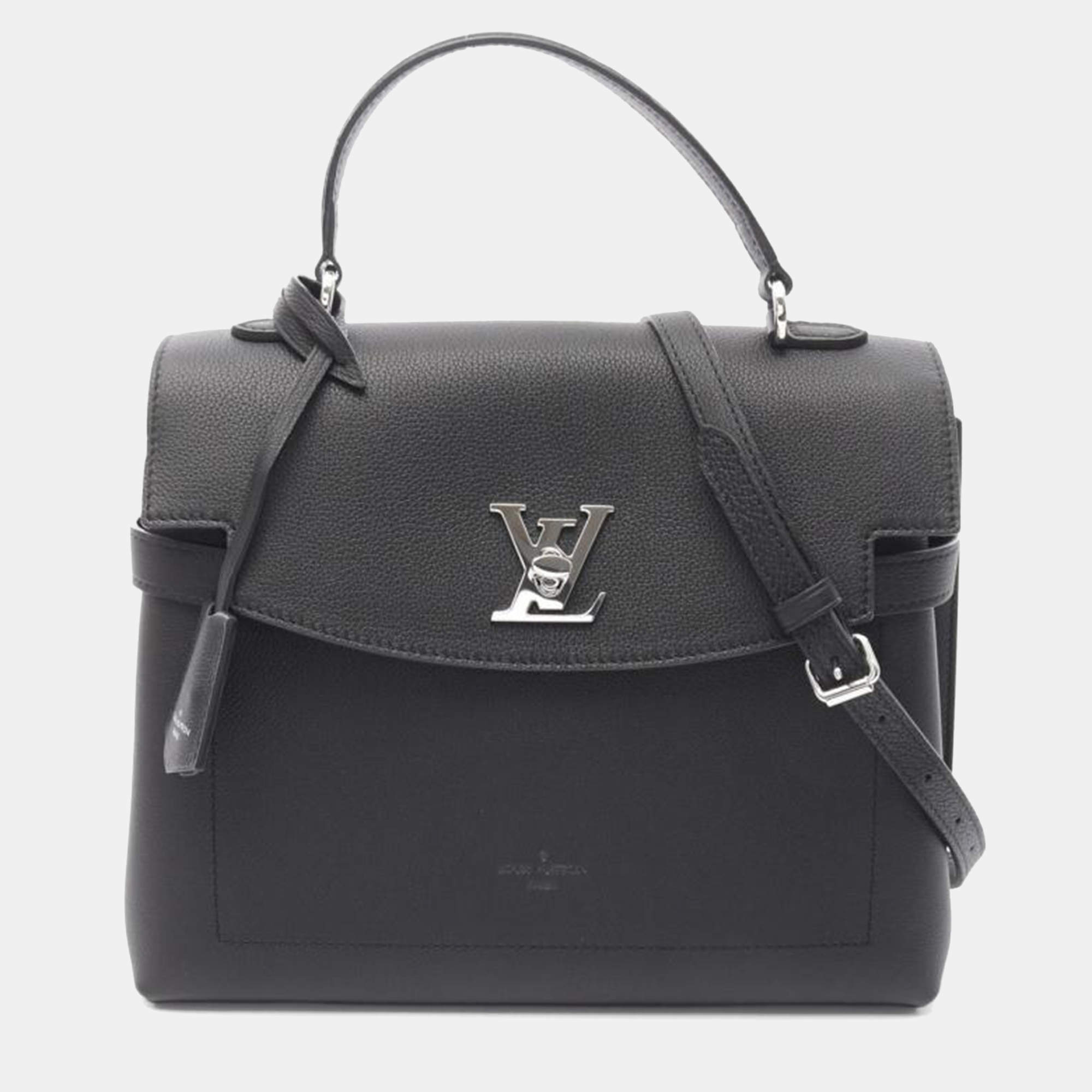 Pre Owned Louis Vuitton Lock Me Ever MM Black Top Handle Bag