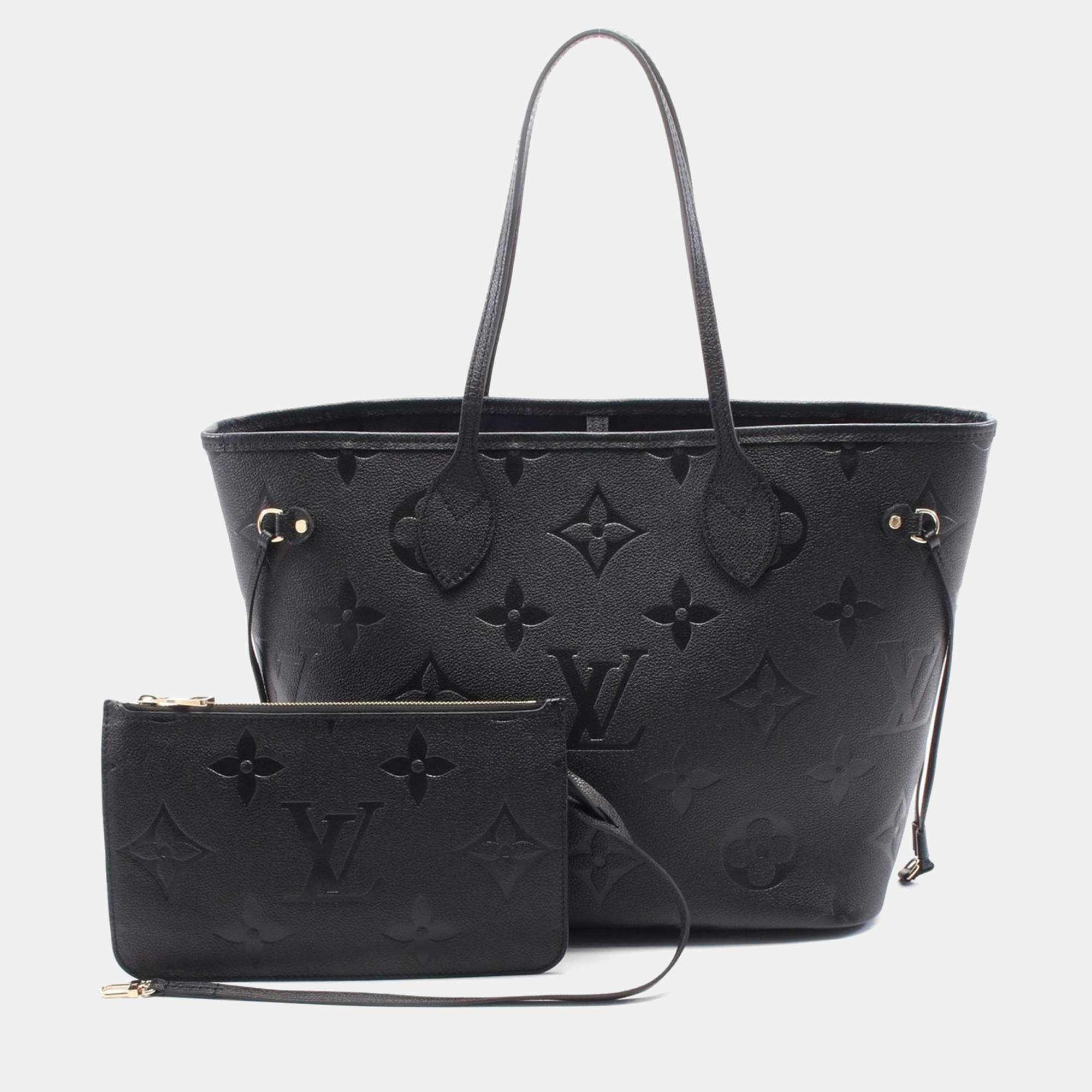Louis Vuitton Neverfull MM Noir Monogram Empreinte Leather Tote Bag
