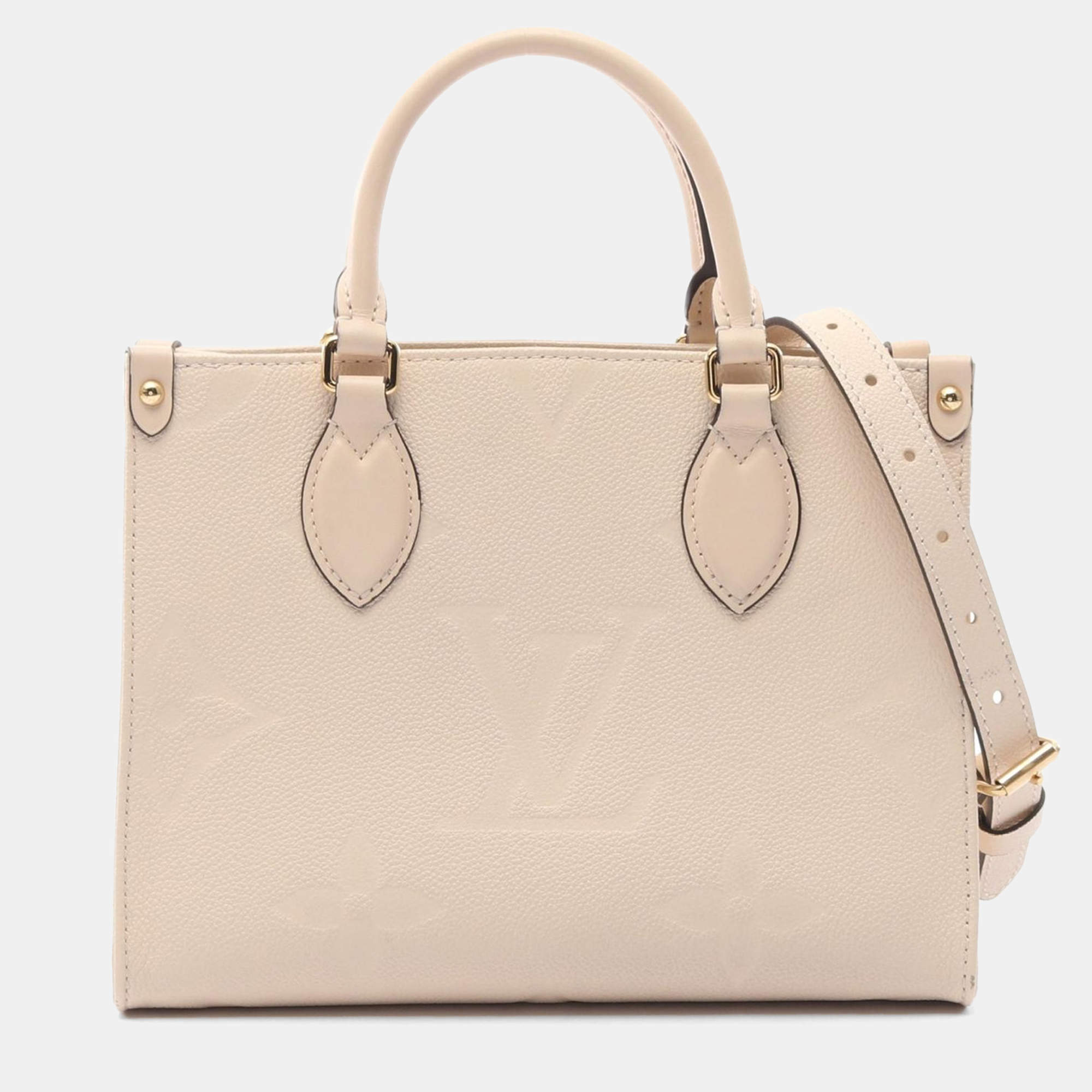 Pre Owned  Louis Vuitton On-The-Go PM Beige Monogram Empreinte Leather Handbag