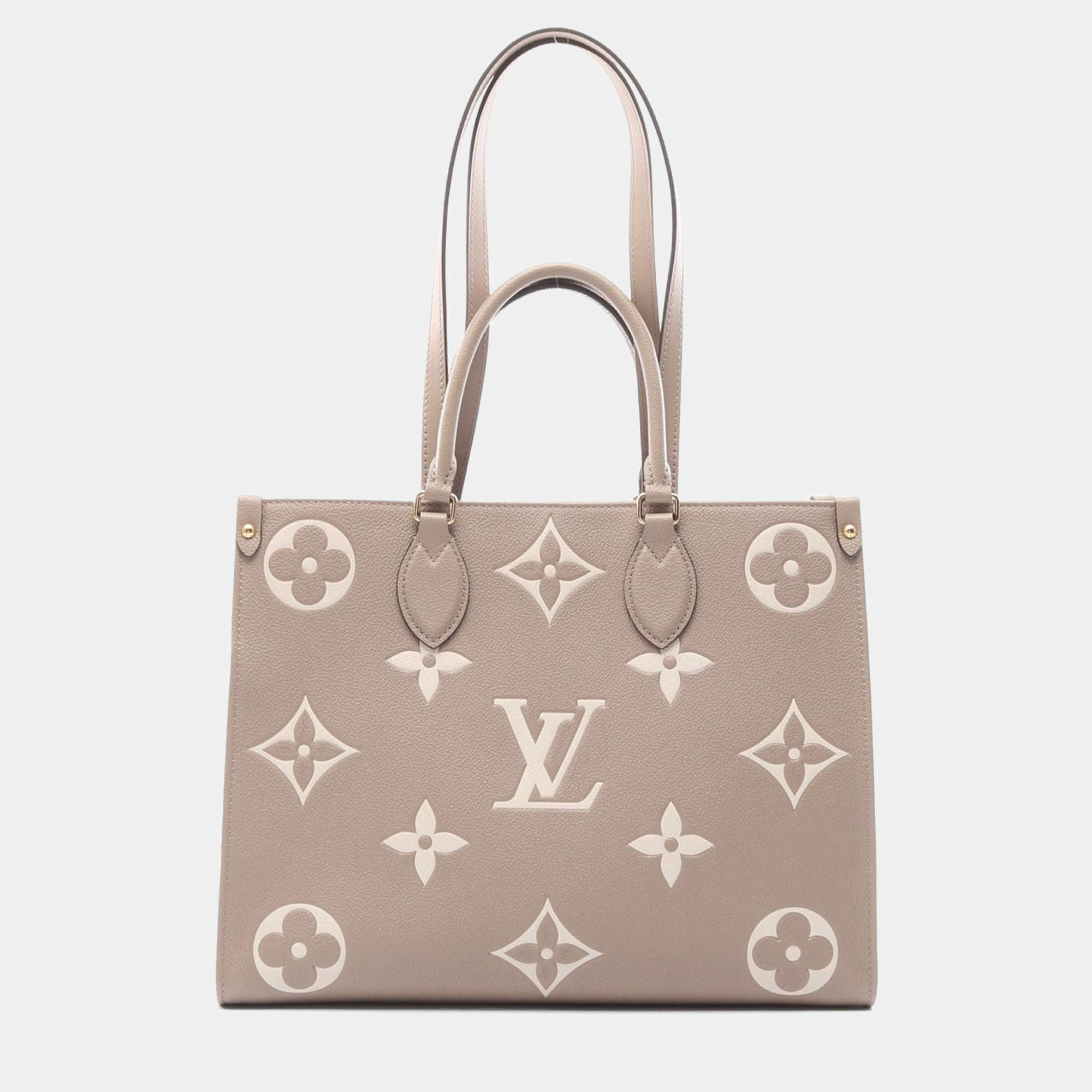 Louis Vuitton Beige Monogram Empreinte Leather On-The-Go MM 2-Way Tote