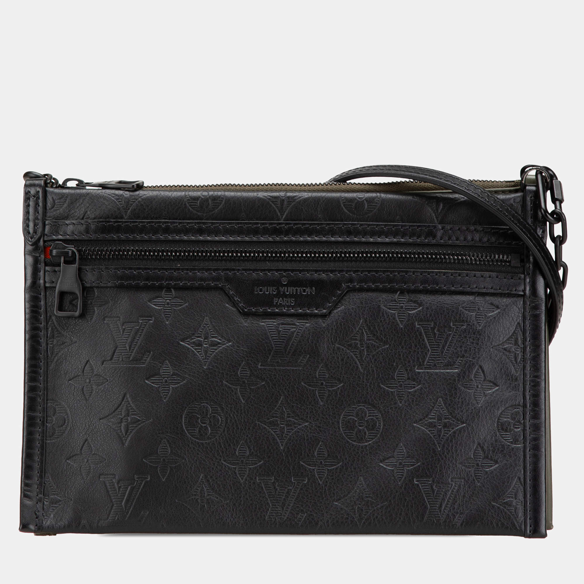 Louis Vuitton Black Monogram Shadow Double Flat Messenger
