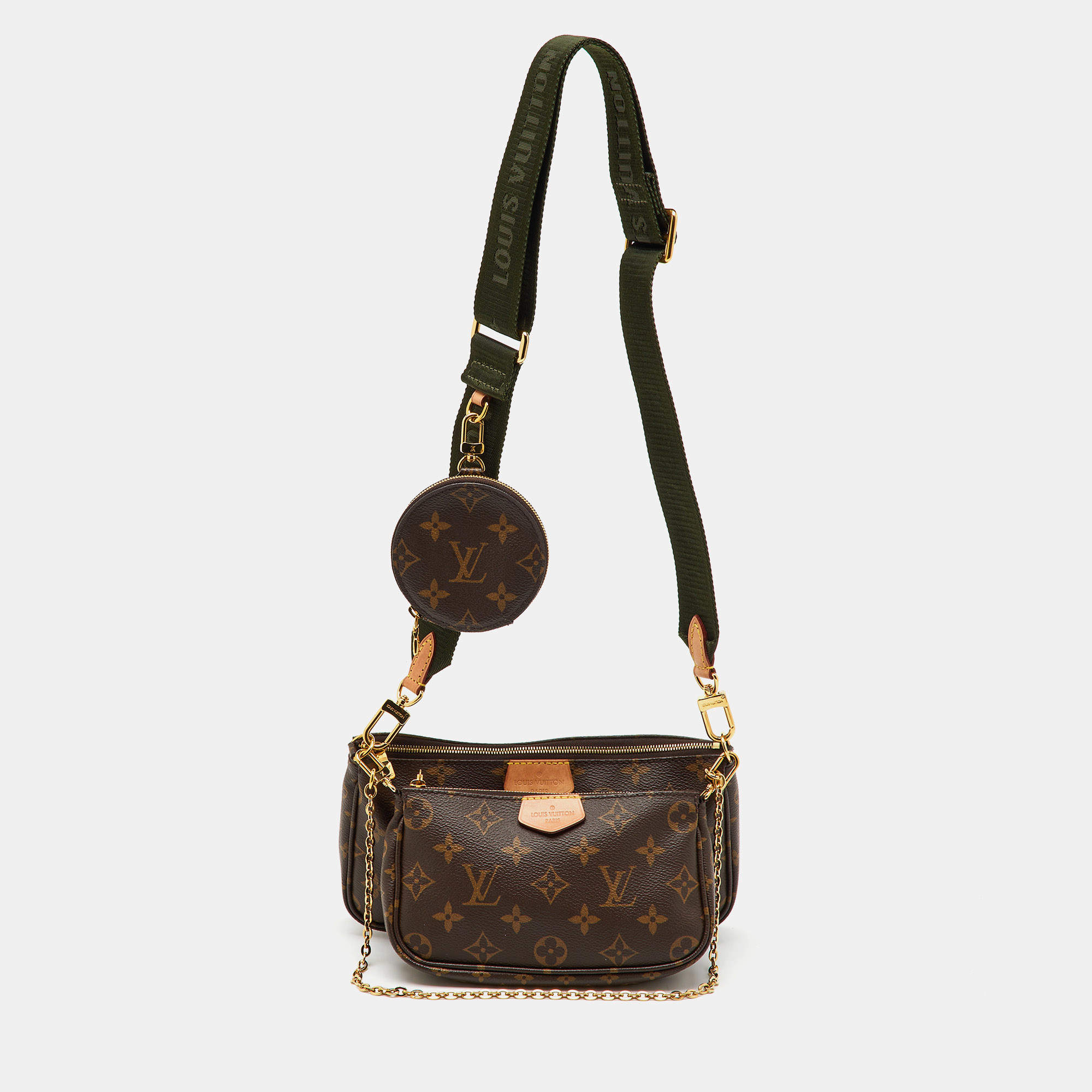 Louis Vuitton Khaki Green Monogram Canvas Multi Pochette Accessoires Bag
