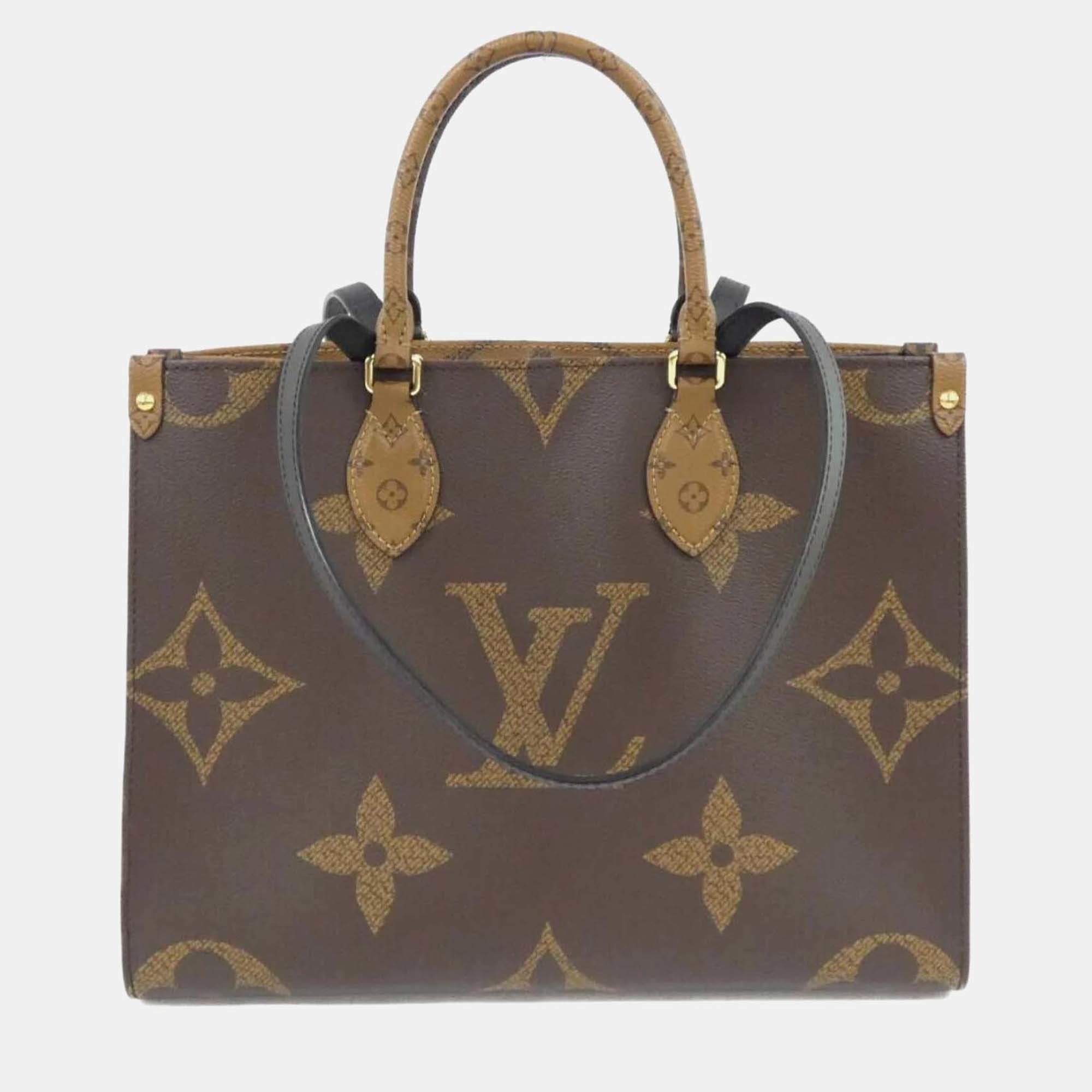 Louis Vuitton Onthego MM Brown Monogram Giant Canvas Tote Bag