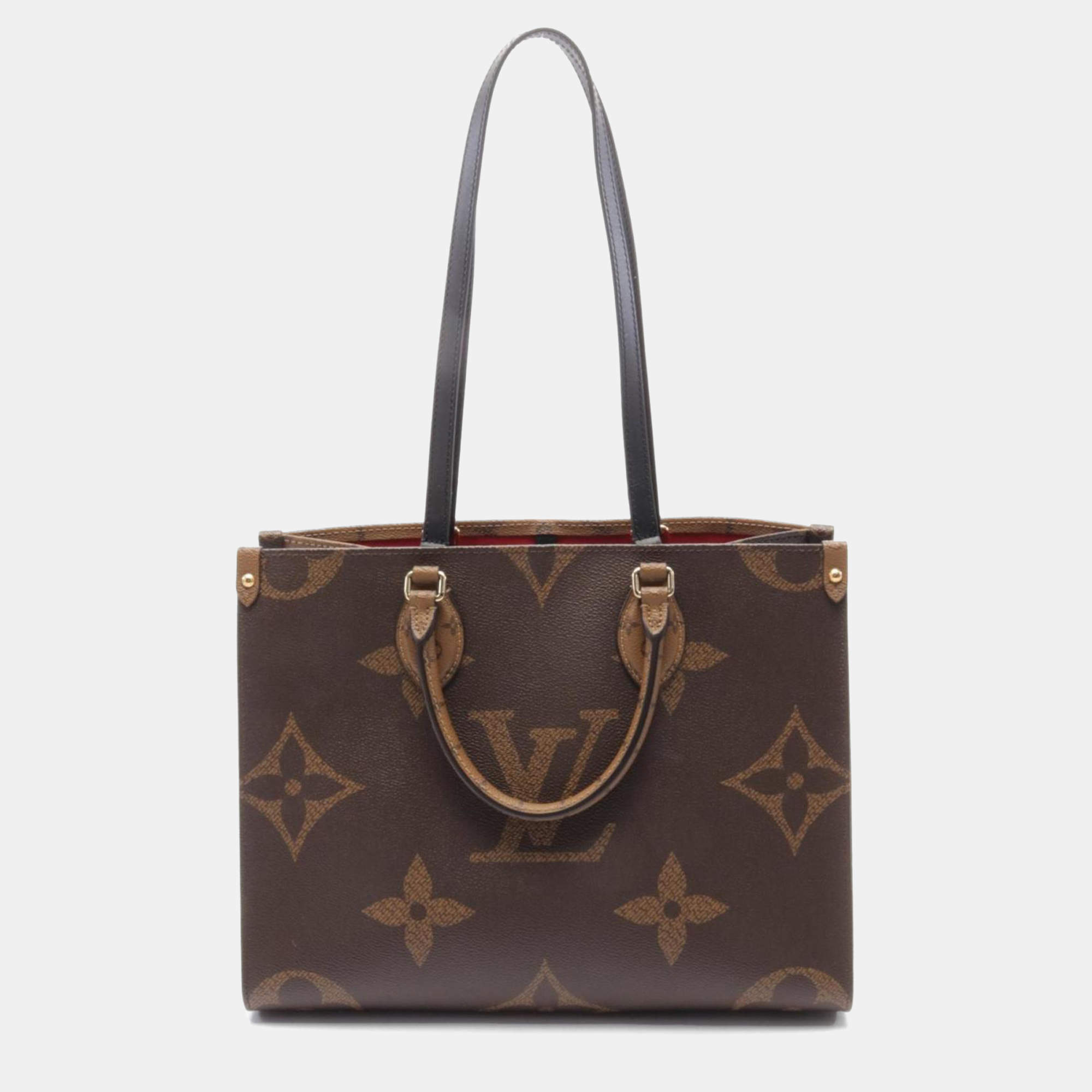 Louis Vuitton On The Go MM Brown Coated Canvas Leather Monogram Giant Tote Bag 