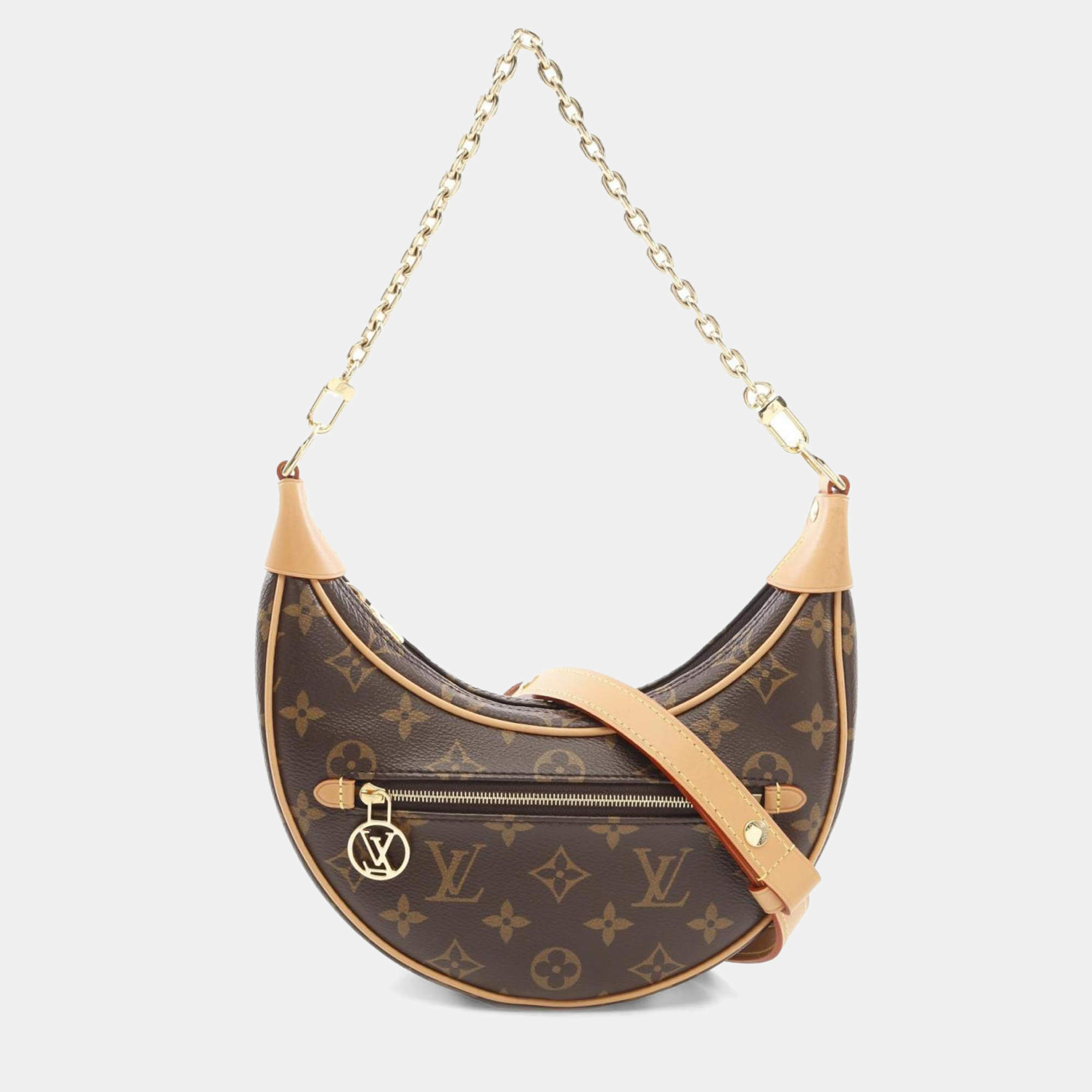 Louis Vuitton Loop Shoulder Bag Coated Canvas Leather Monogram Brown