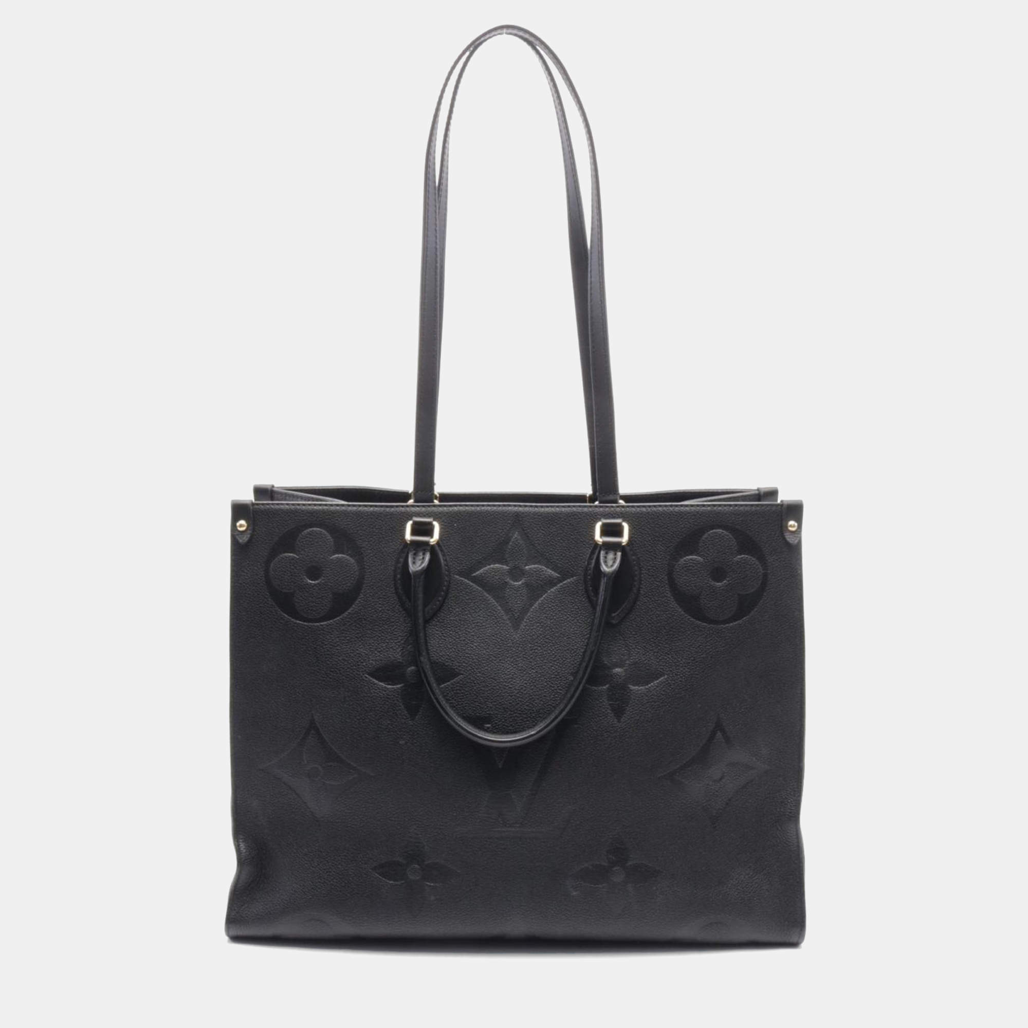 Louis Vuitton On The Go Gm Monogram Empreinte Noir Tote Bag Leather Black
