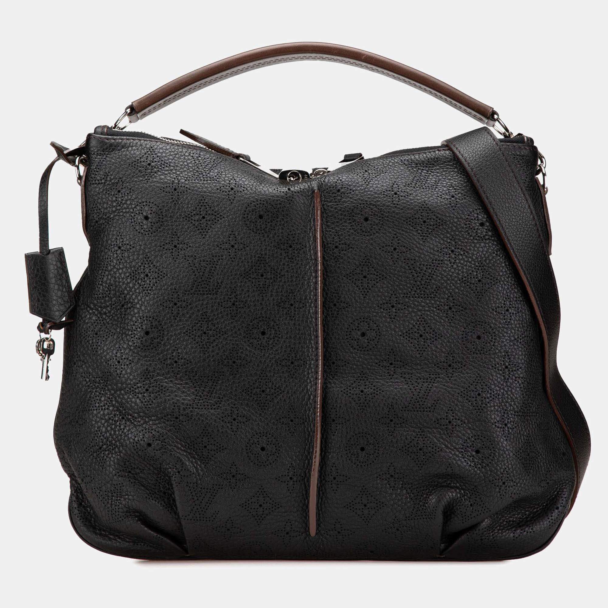Pre Owned Louis Vuitton Black Monogram Mahina Selene PM