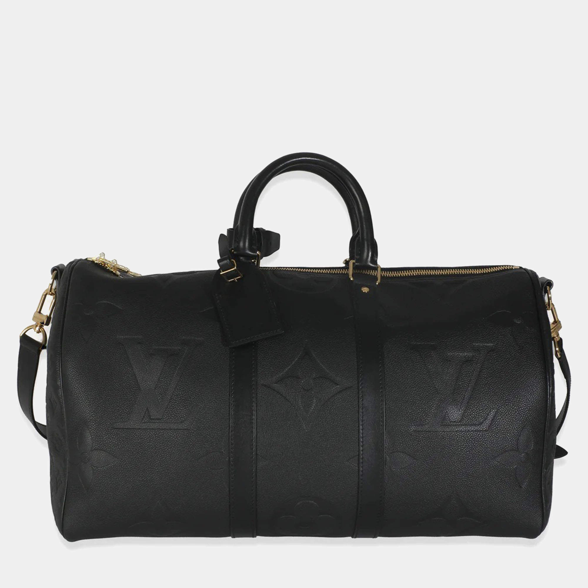 Louis Vuitton Black Monogram Empreinte Giant Keepall Bandouliere 45 bag