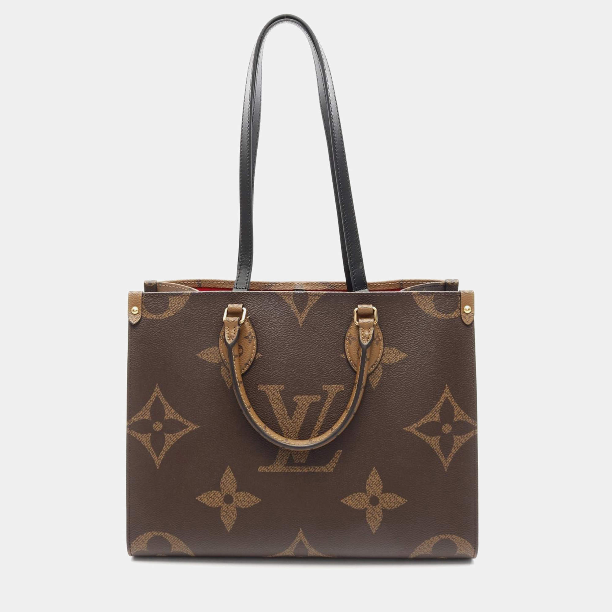 Pre Owned Louis Vuitton OnTheGo MM Brown/Beige Monogram Giant Canvas Tote Bag