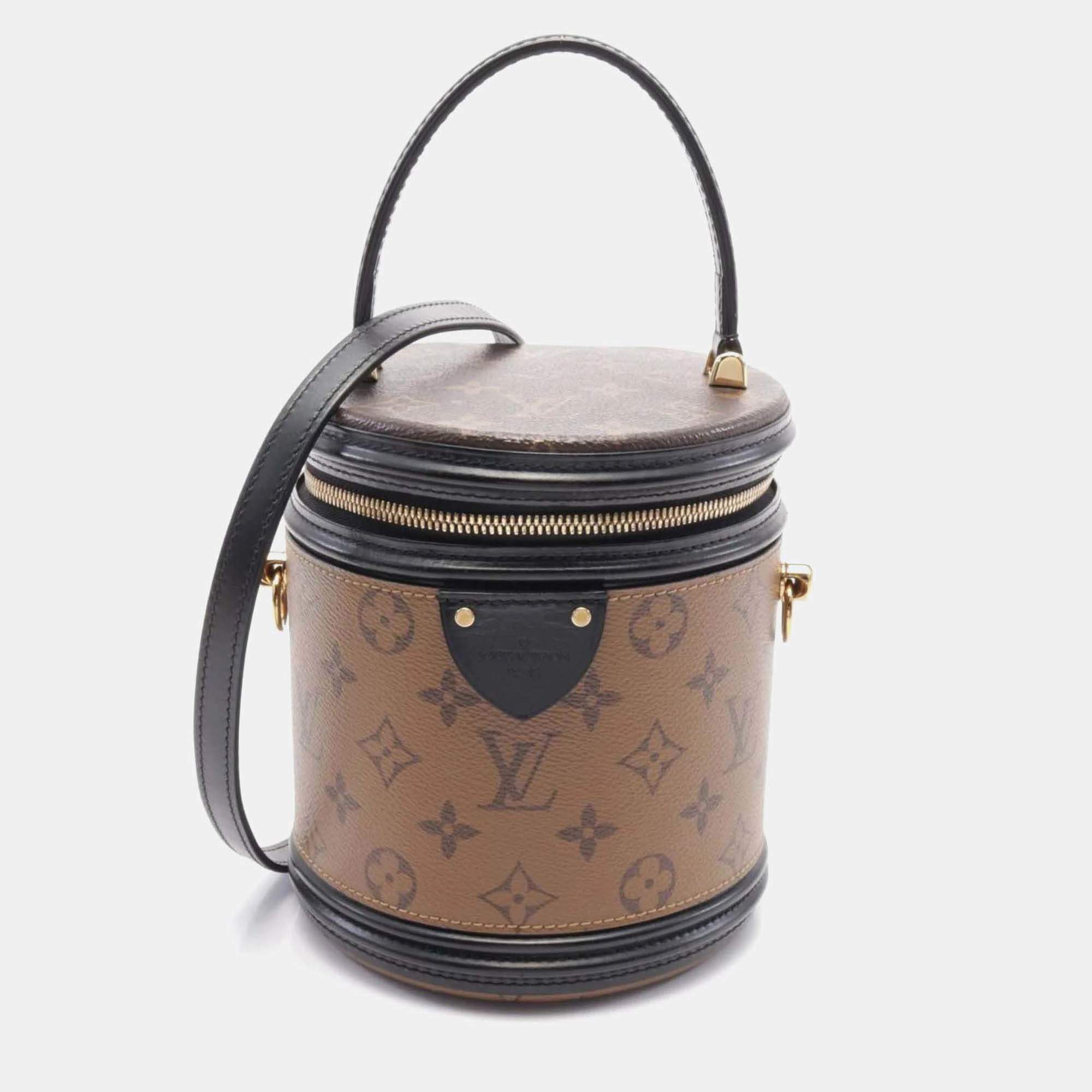 Pre Owned Louis Vuitton Cannes Brown Black Coated Canvas Leather Handbag