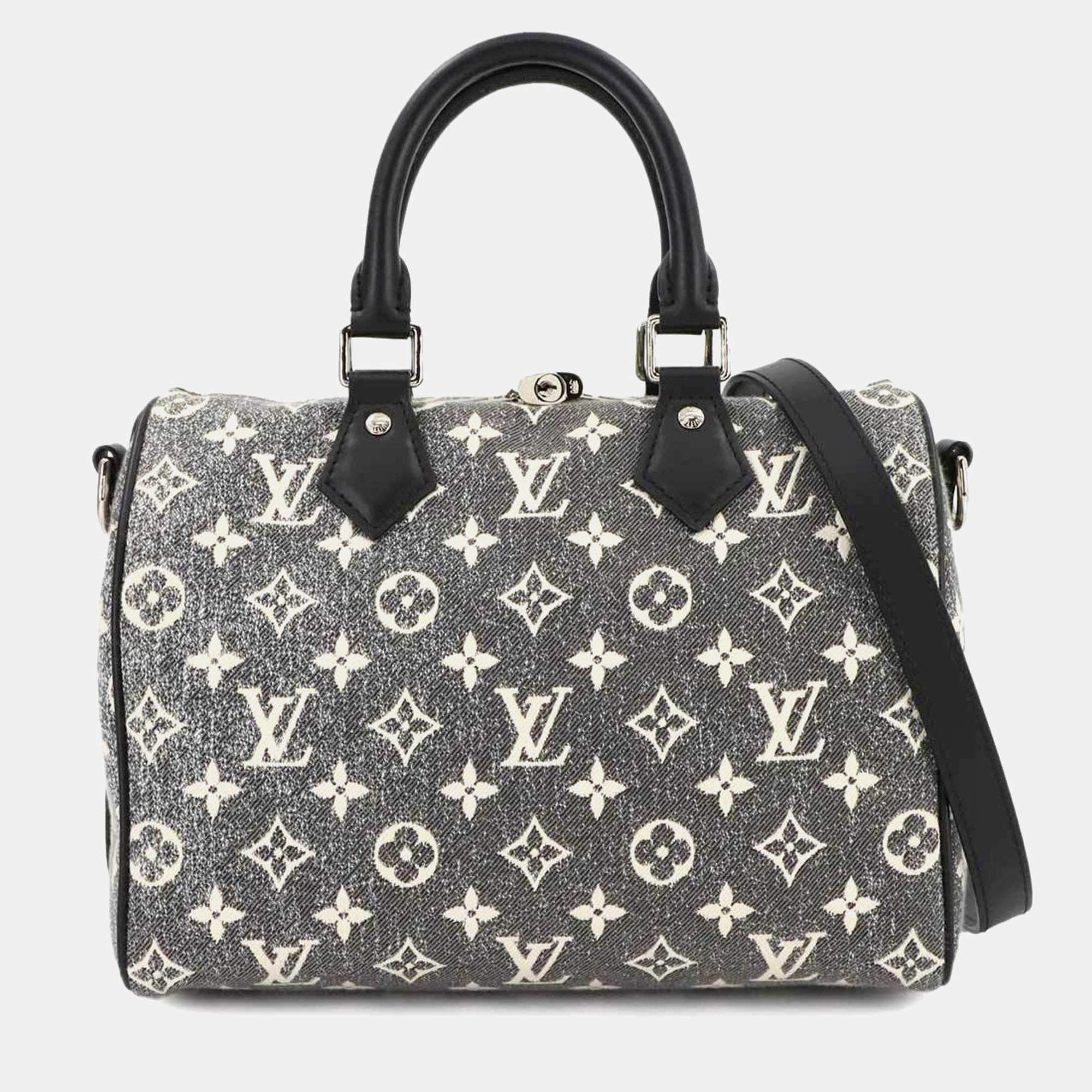 Louis Vuitton Monogram Jacquard Denim Speedy Bandouliere 25 2Way Hand Shoulder Bag Gray