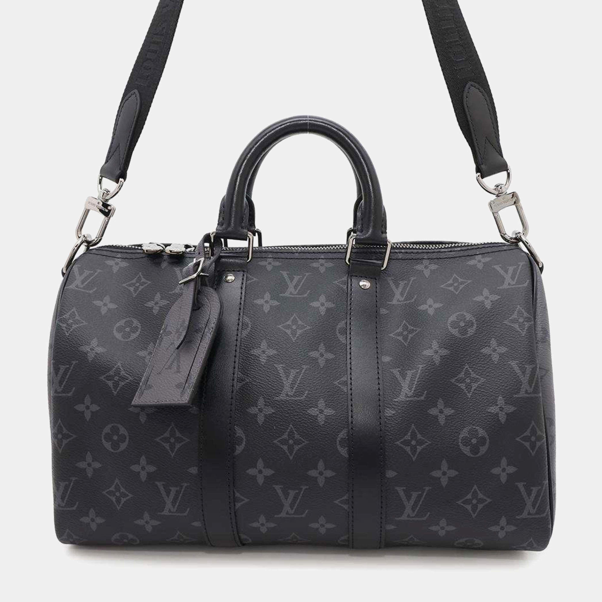 Louis Vuitton Handbag Monogram Eclipse Reverse Keepall Bandouliere 35 Black