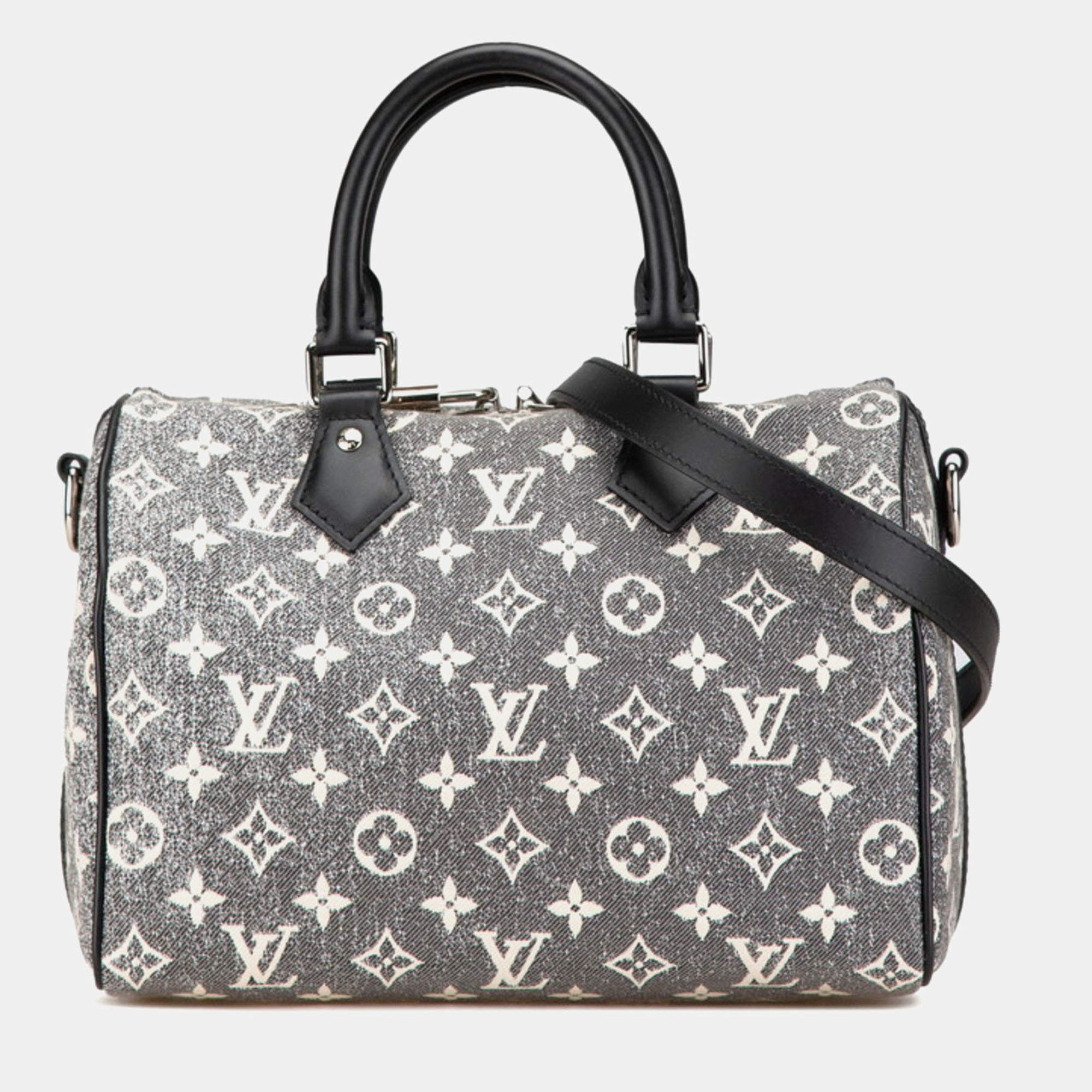 Louis Vuitton Speedy Bandouliere 25 Gray Black Monogram Jacquard Shoulder Bag