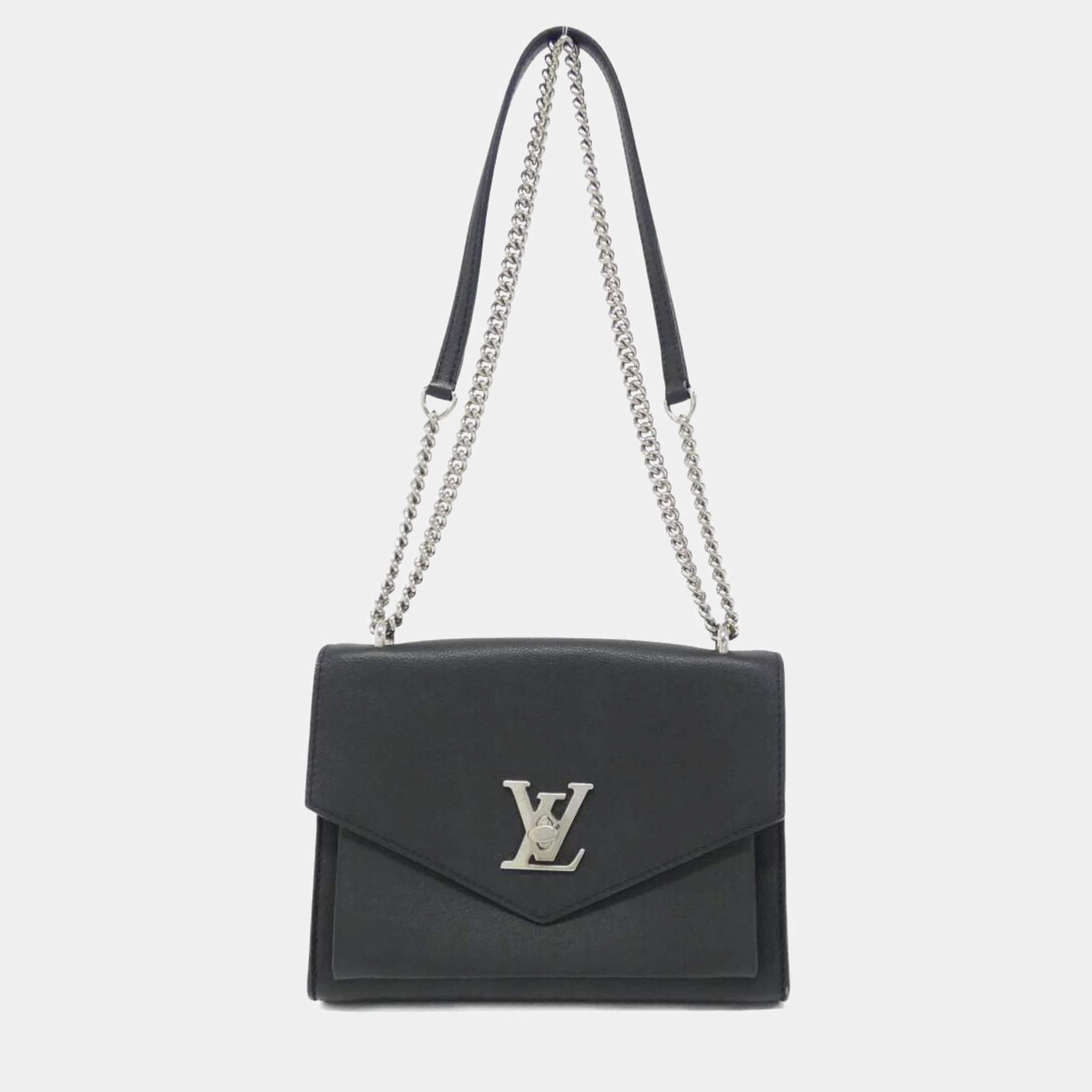 Pre Owned Louis Vuitton My Lock Me Chain Black Leather Shoulder Bag