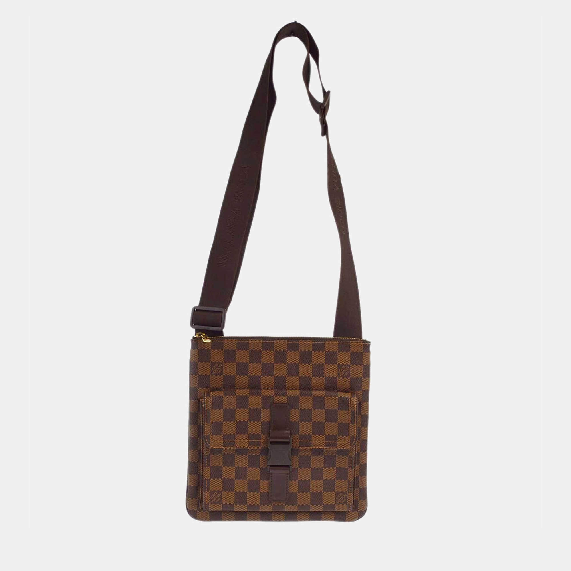 Pre Owned Louis Vuitton Pochette Melville Brown Damier Ebene Canvas Shoulder Bag