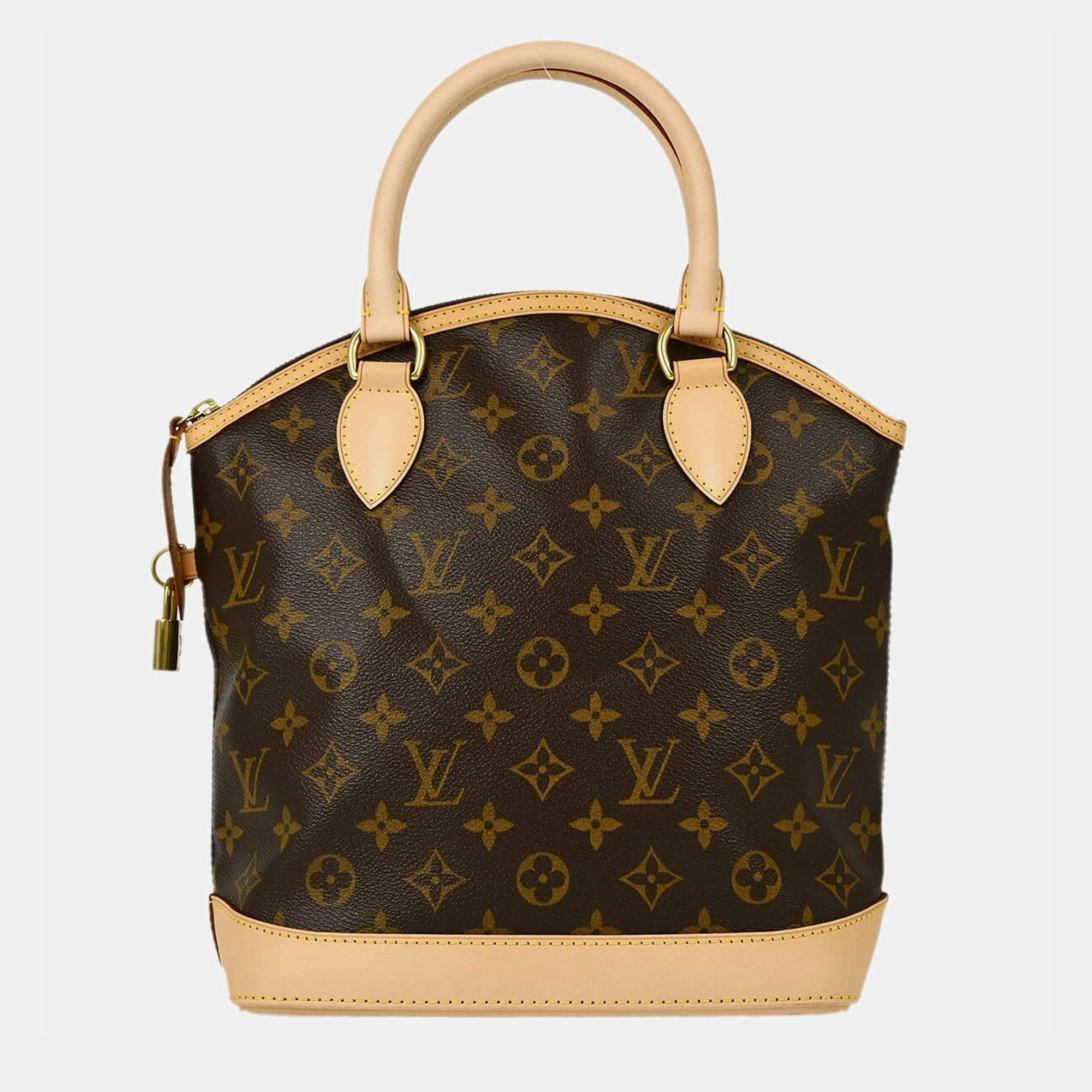 Pre Owned Louis Vuitton Lockit Brown Monogram Canvas Top Handle Bag
